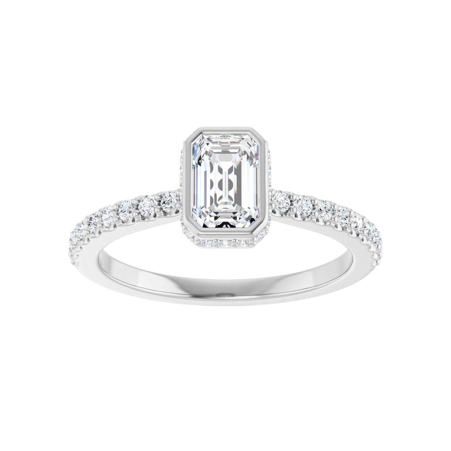 Emerald Hidden Halo-Style Engagement Ring | Metal Type=14K White Gold | Center Stone Size=1 CT | Image 3
