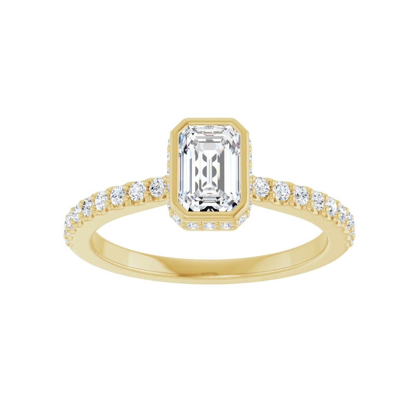 Emerald Hidden Halo-Style Engagement Ring | Metal Type=14K Yellow Gold | Center Stone Size=1 CT | Image 3
