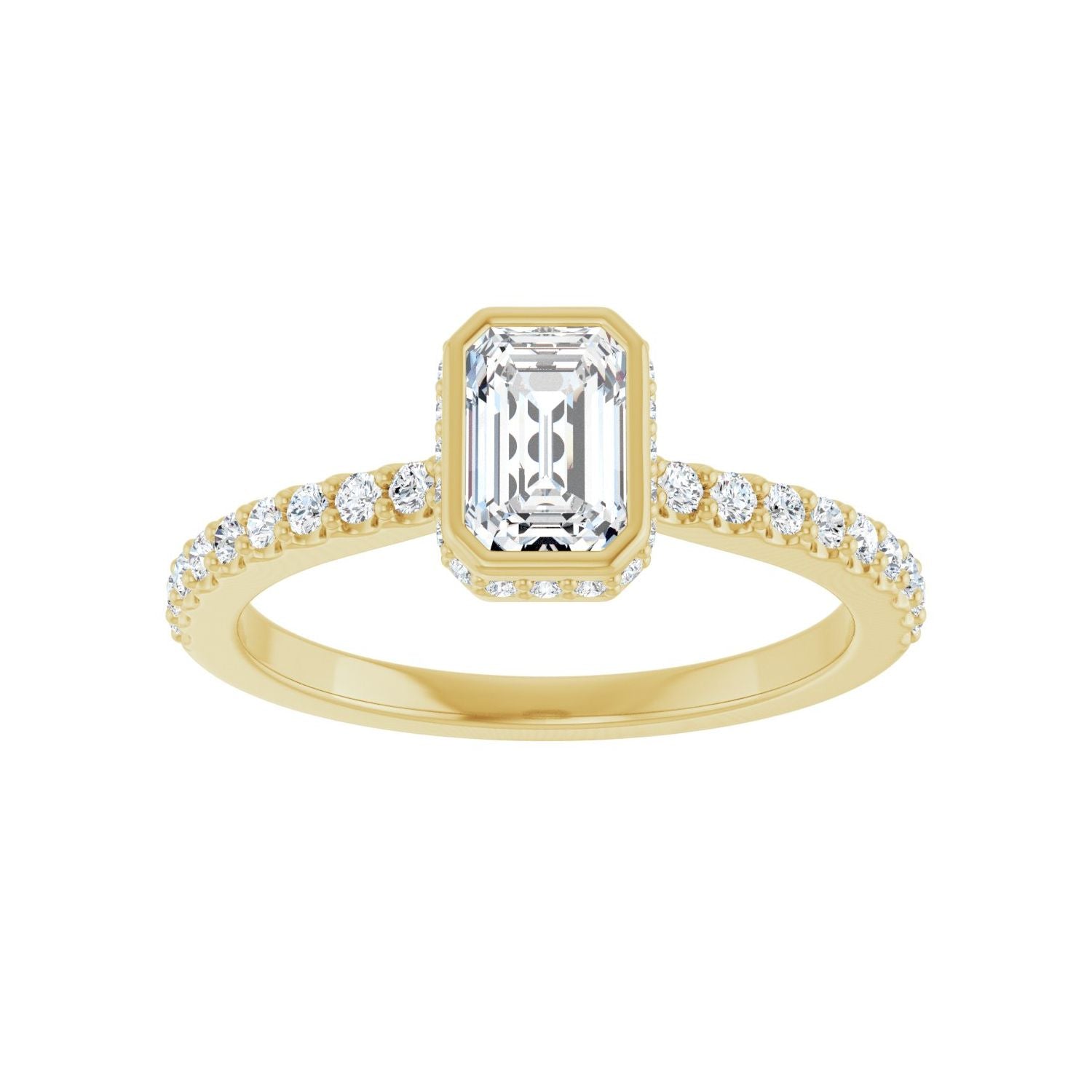 Emerald Hidden Halo-Style Engagement Ring | Metal Type=14K Yellow Gold | Center Stone Size=1 CT | Image 3