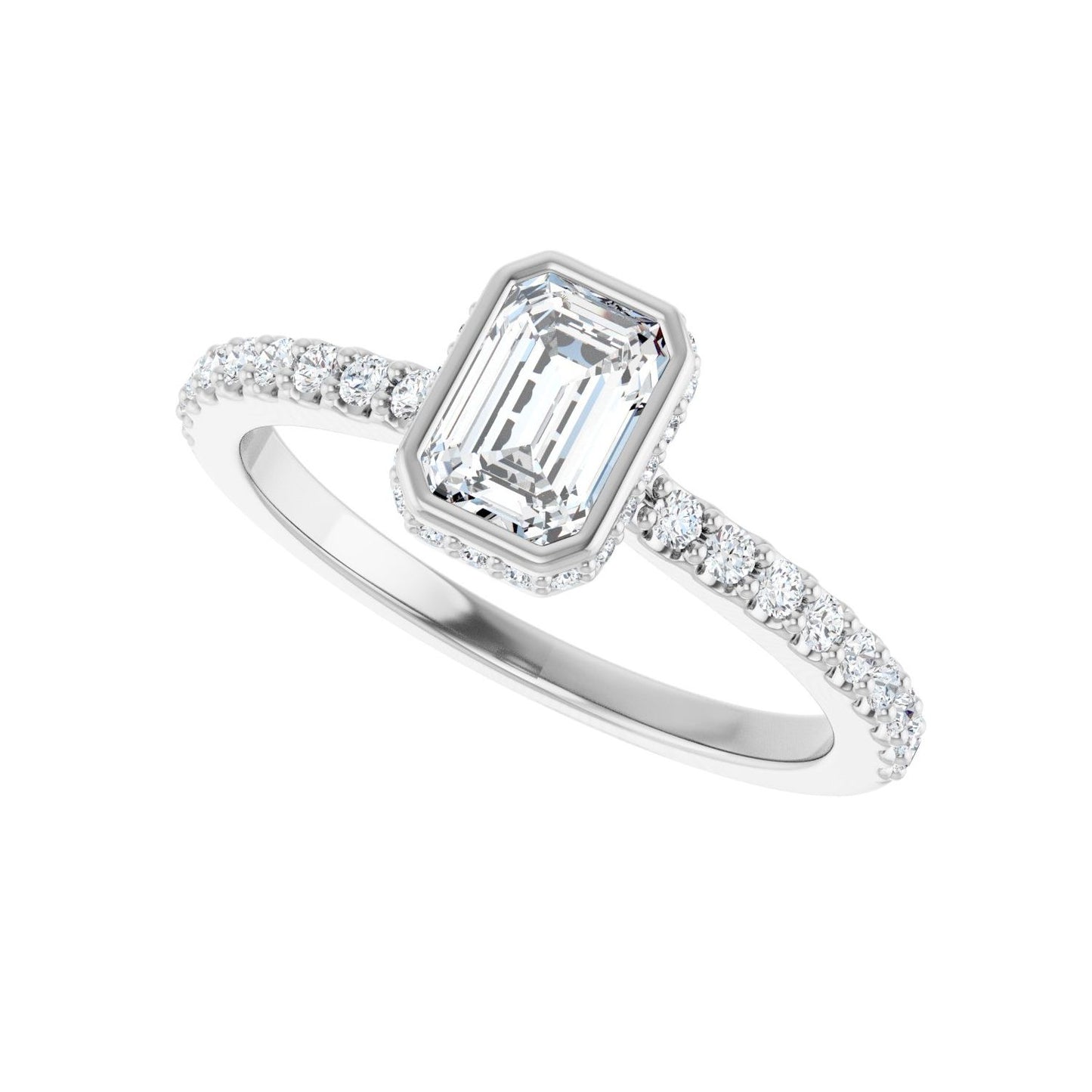 Emerald Hidden Halo-Style Engagement Ring | Metal Type=14K White Gold | Center Stone Size=1 CT | Image 5