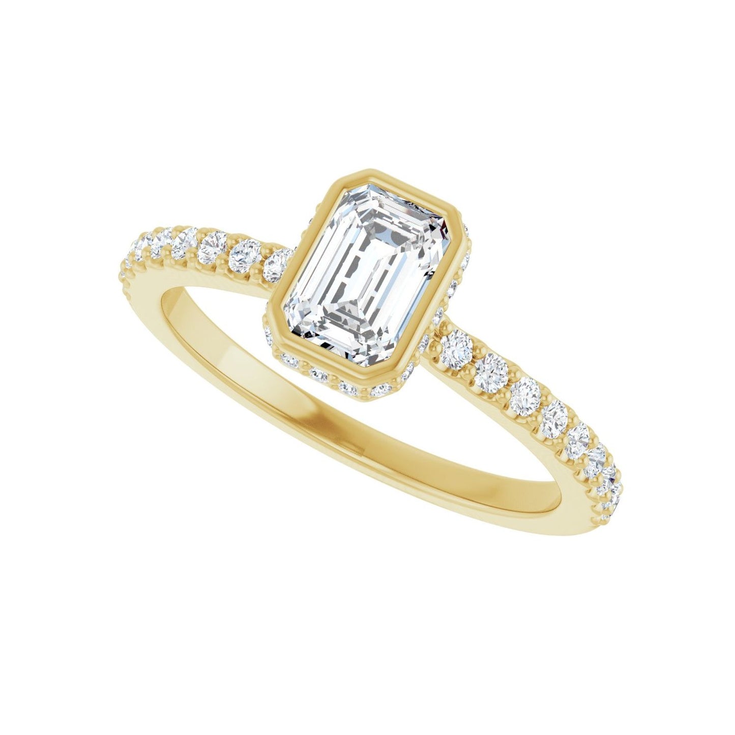 Emerald Hidden Halo-Style Engagement Ring | Metal Type=14K Yellow Gold | Center Stone Size=1 CT | Image 5