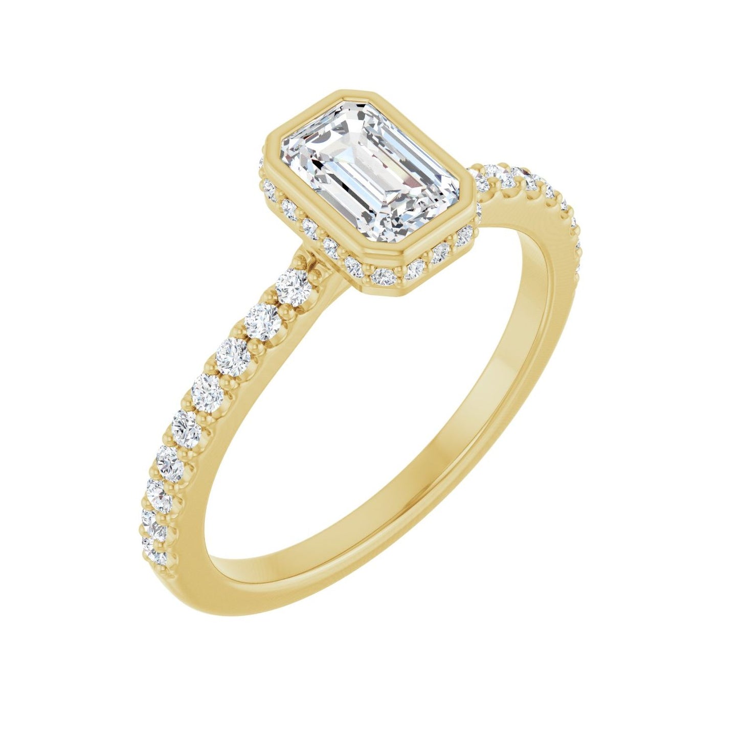 Emerald Hidden Halo-Style Engagement Ring | Metal Type=14K Yellow Gold | Center Stone Size=1 CT | Image 1