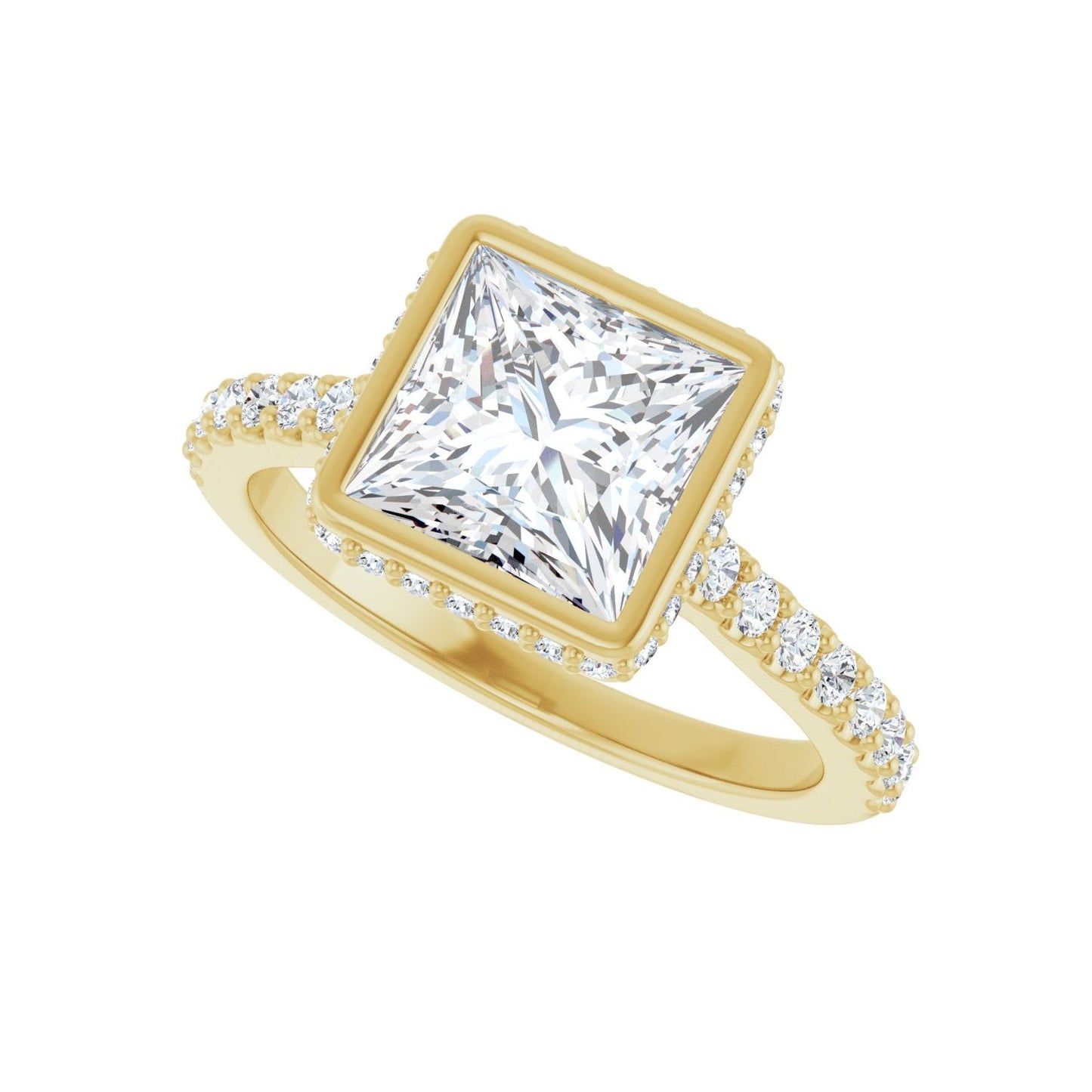 Square Hidden Halo-Style Engagement Ring | Metal Type=14K Yellow Gold | Center Stone Size=2 CT | Image 5
