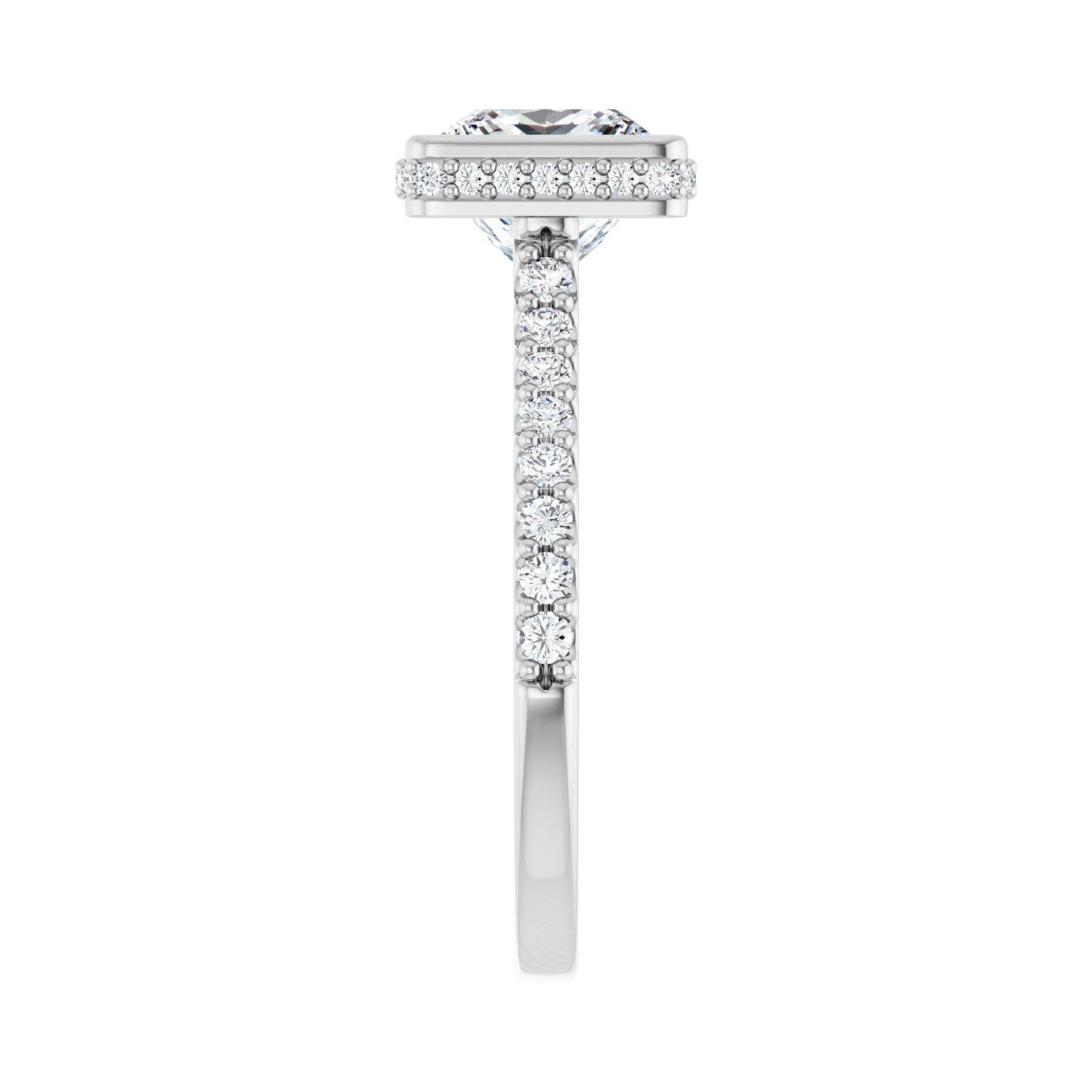Square Hidden Halo-Style Engagement Ring | Metal Type=14K White Gold | Center Stone Size=2 CT | Image 4