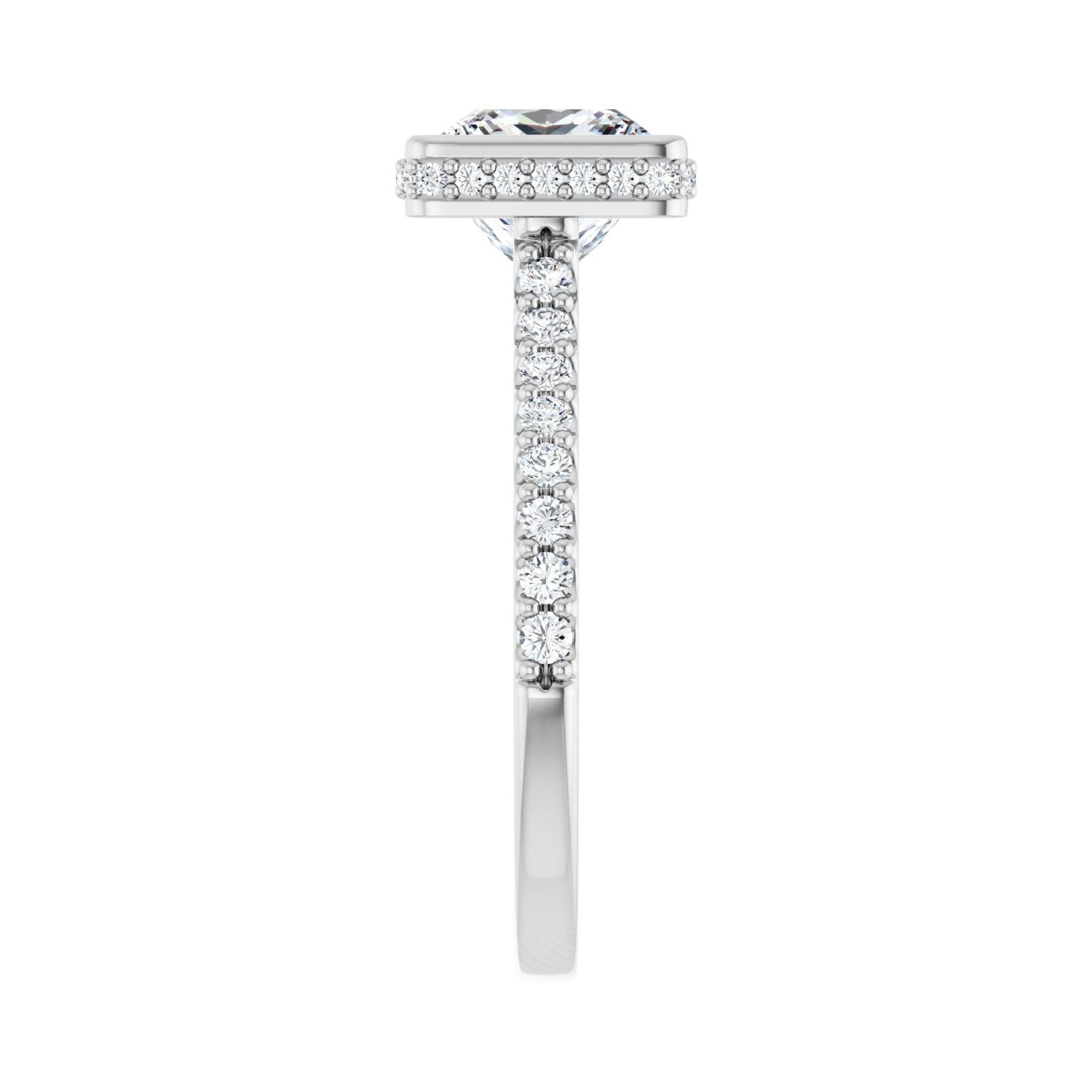 Square Hidden Halo-Style Engagement Ring | Metal Type=14K White Gold | Center Stone Size=2 CT | Image 4