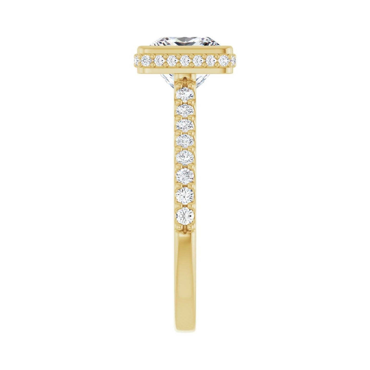 Square Hidden Halo-Style Engagement Ring | Metal Type=14K Yellow Gold | Center Stone Size=2 CT | Image 4