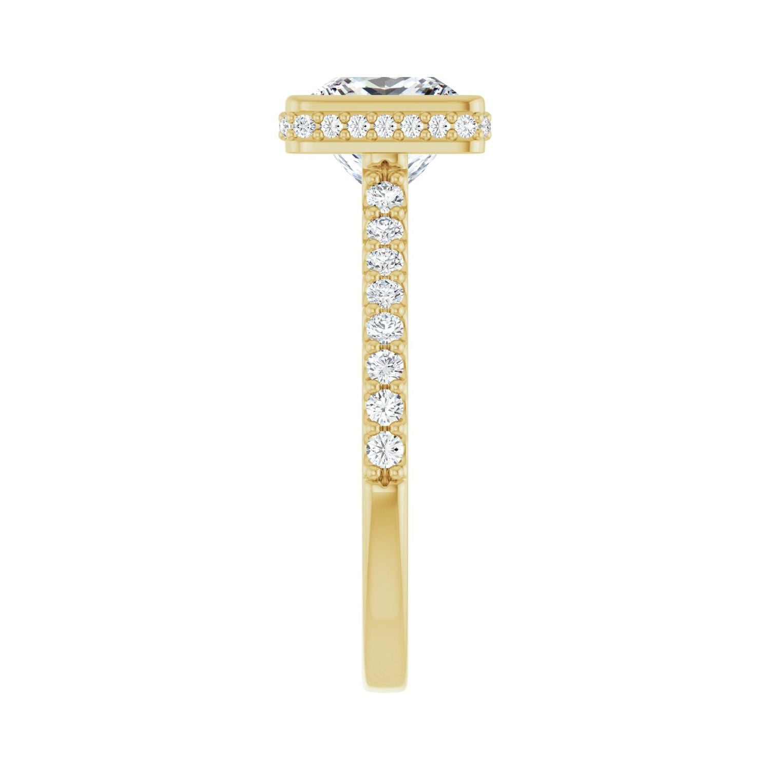 Square Hidden Halo-Style Engagement Ring | Metal Type=14K Yellow Gold | Center Stone Size=2 CT | Image 4