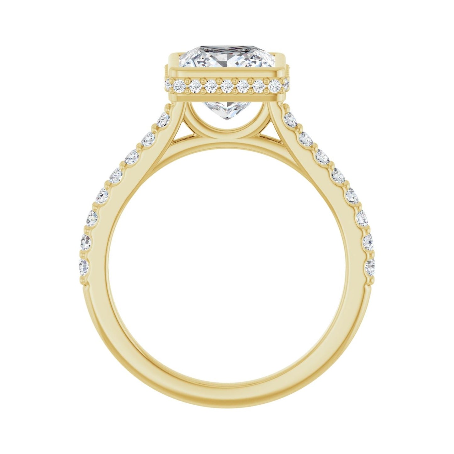 Square Hidden Halo-Style Engagement Ring | Metal Type=14K Yellow Gold | Center Stone Size=2 CT | Image 2