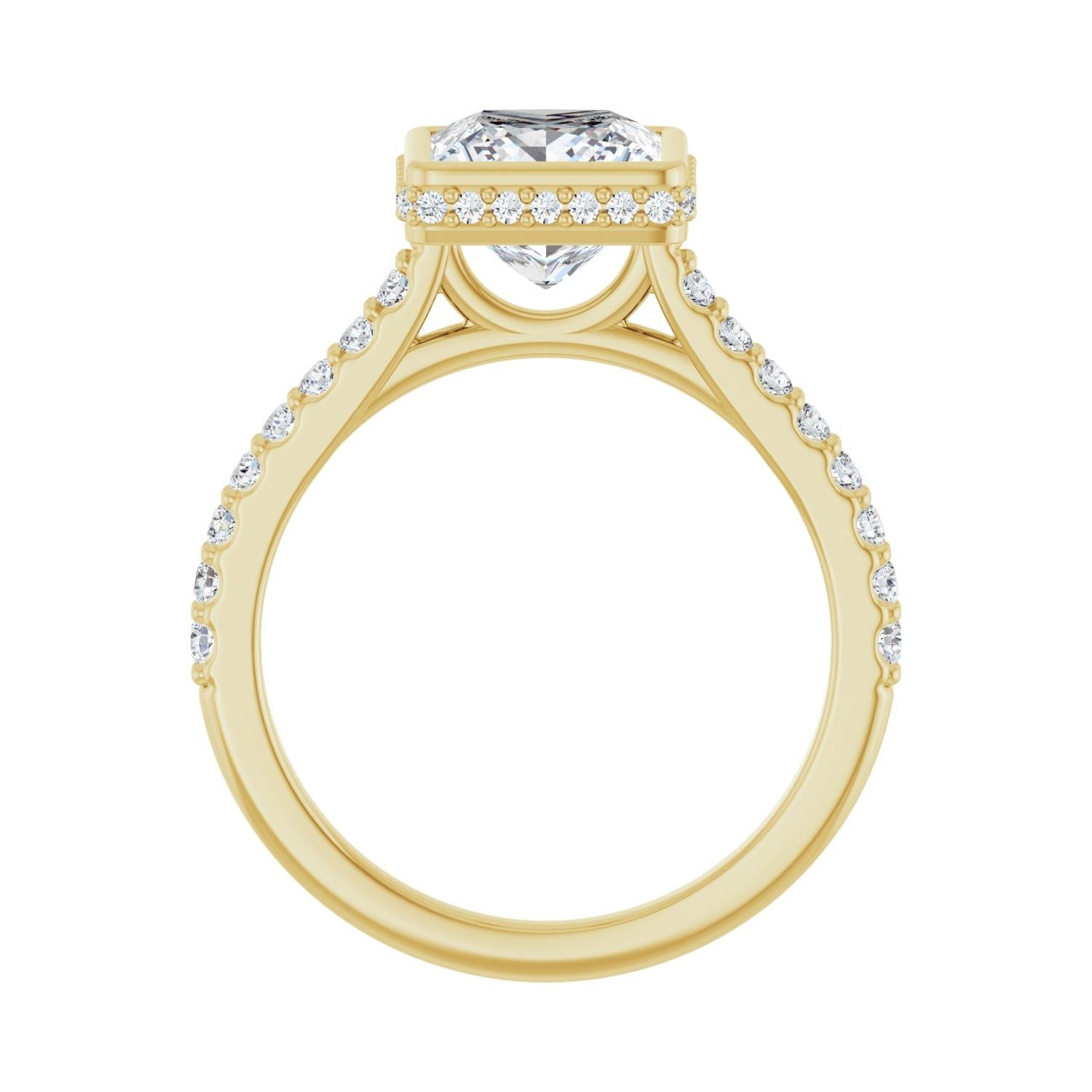 Square Hidden Halo-Style Engagement Ring | Metal Type=14K Yellow Gold | Center Stone Size=2 CT | Image 2