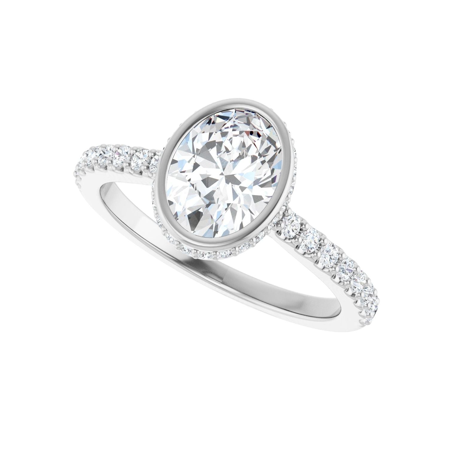 Oval Hidden Halo-Style Engagement Ring | Metal Type=14K White Gold | Center Stone Size=1.5 CT | Image 5