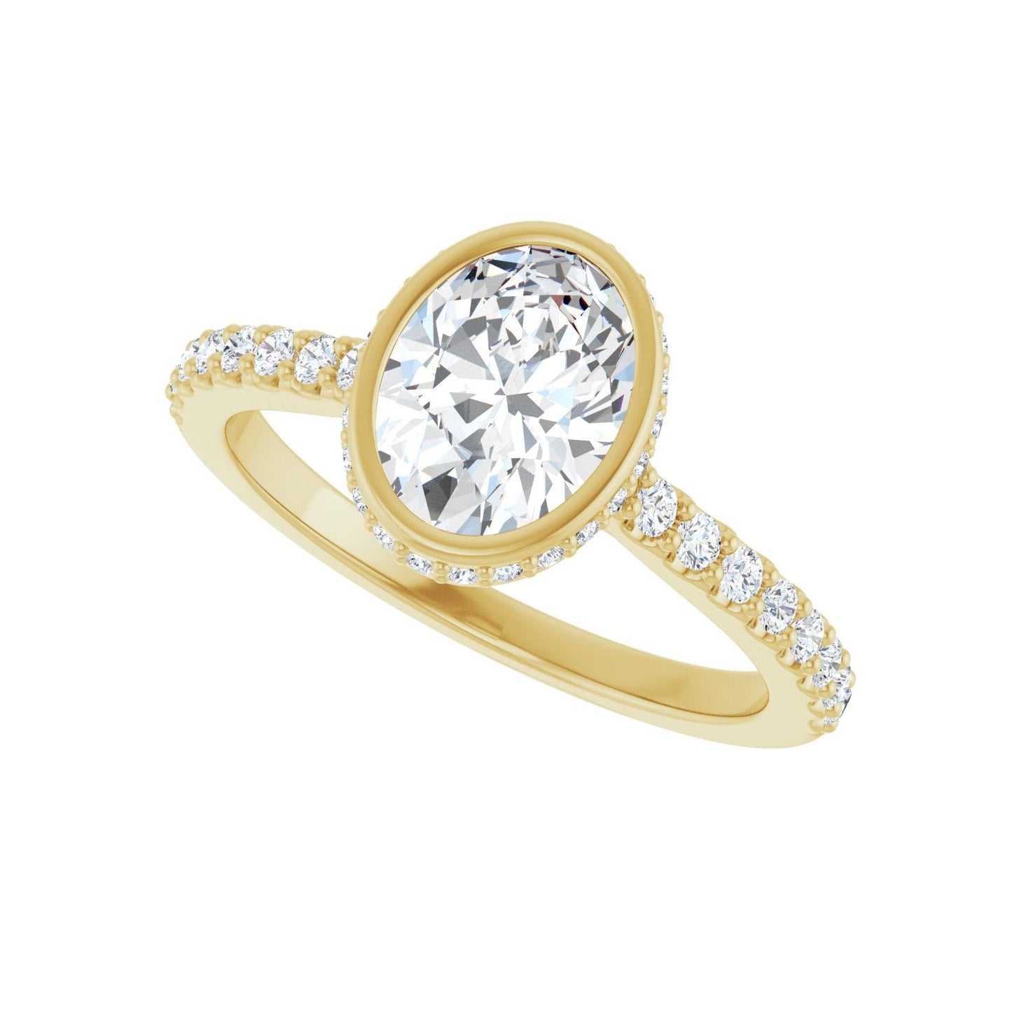Oval Hidden Halo-Style Engagement Ring | Metal Type=14K Yellow Gold | Center Stone Size=1.5 CT | Image 5