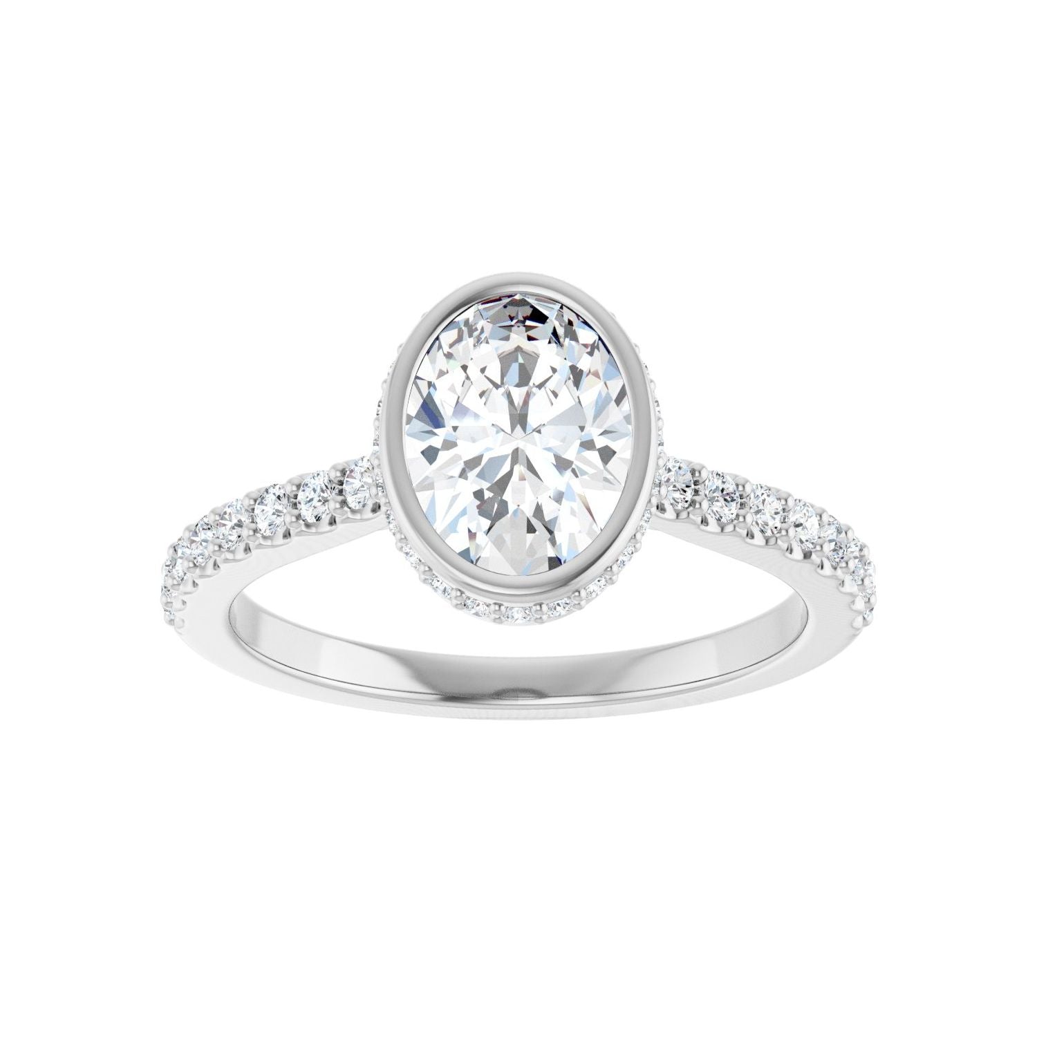 Oval Hidden Halo-Style Engagement Ring | Metal Type=14K White Gold | Center Stone Size=1.5 CT | Image 3