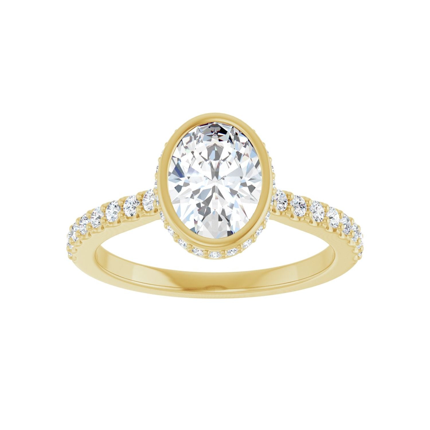 Oval Hidden Halo-Style Engagement Ring | Metal Type=14K Yellow Gold | Center Stone Size=1.5 CT | Image 3
