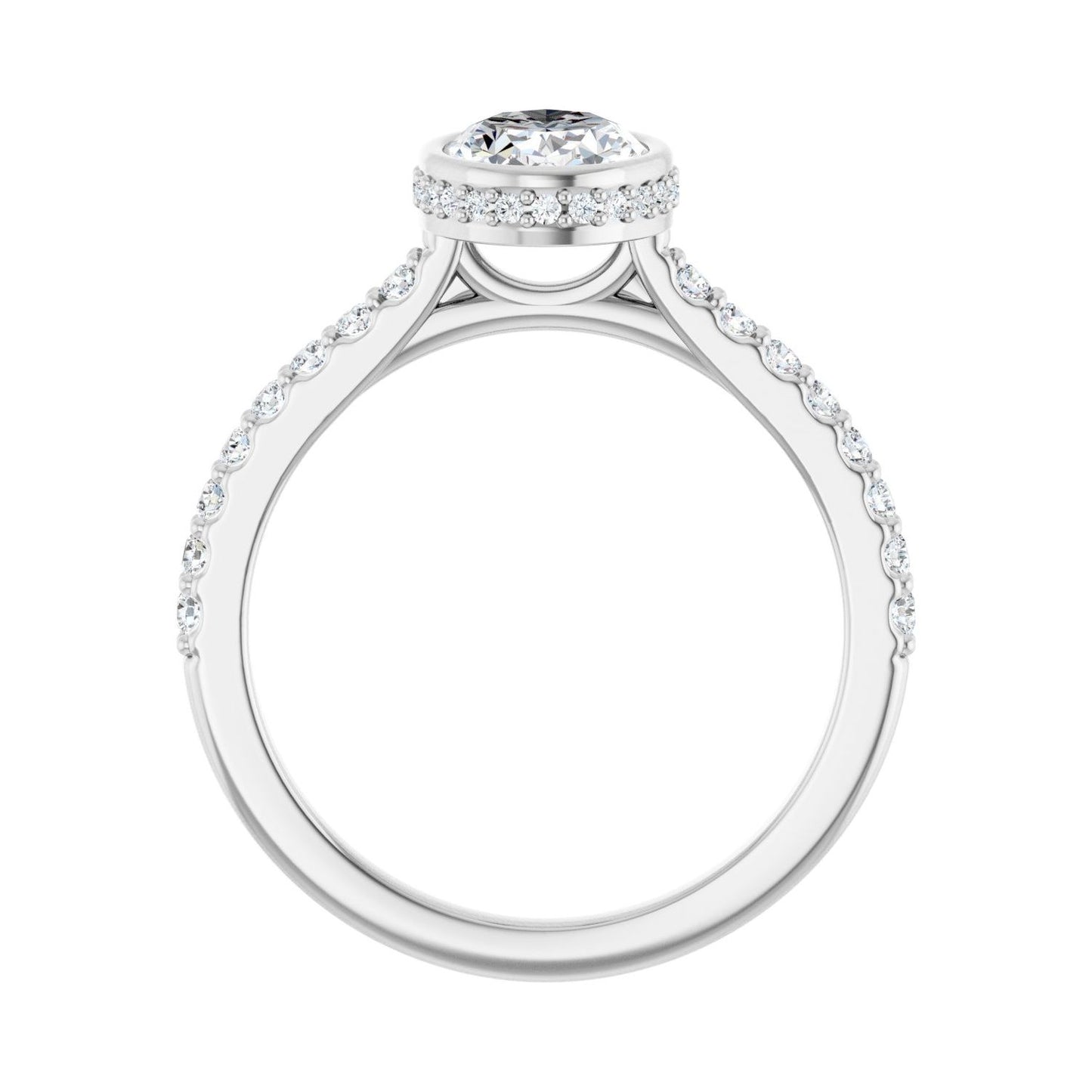 Oval Hidden Halo-Style Engagement Ring | Metal Type=14K White Gold | Center Stone Size=1.5 CT | Image 2