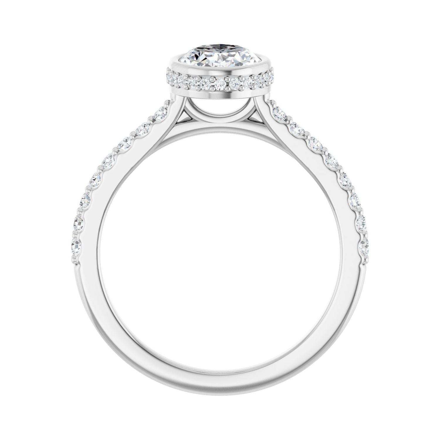Oval Hidden Halo-Style Engagement Ring | Metal Type=14K White Gold | Center Stone Size=1.5 CT | Image 2