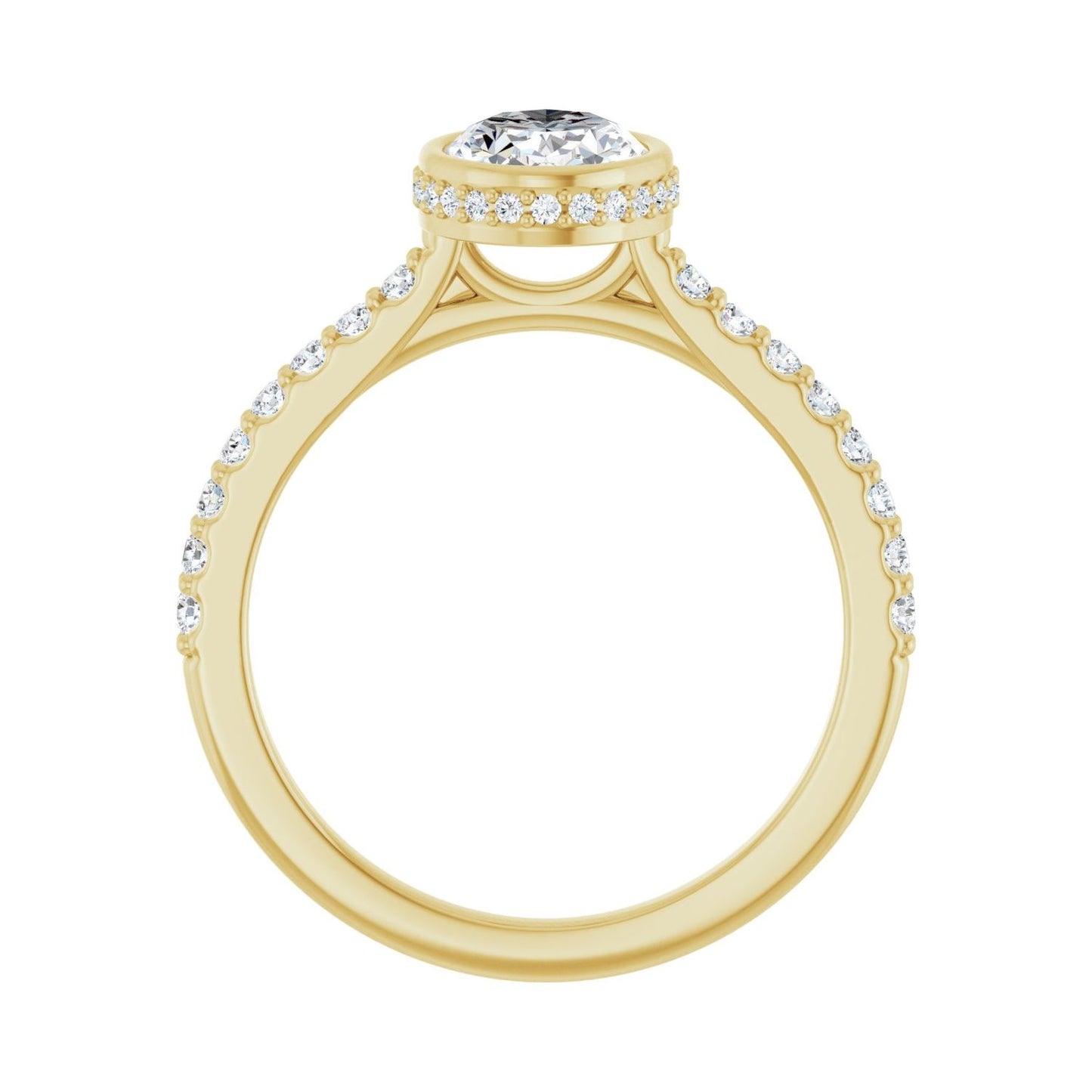 Oval Hidden Halo-Style Engagement Ring | Metal Type=14K Yellow Gold | Center Stone Size=1.5 CT | Image 2