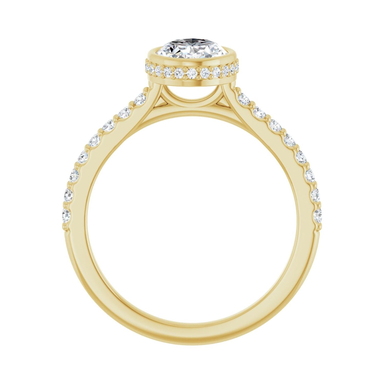 Oval Hidden Halo-Style Engagement Ring | Metal Type=14K Yellow Gold | Center Stone Size=1.5 CT | Image 2