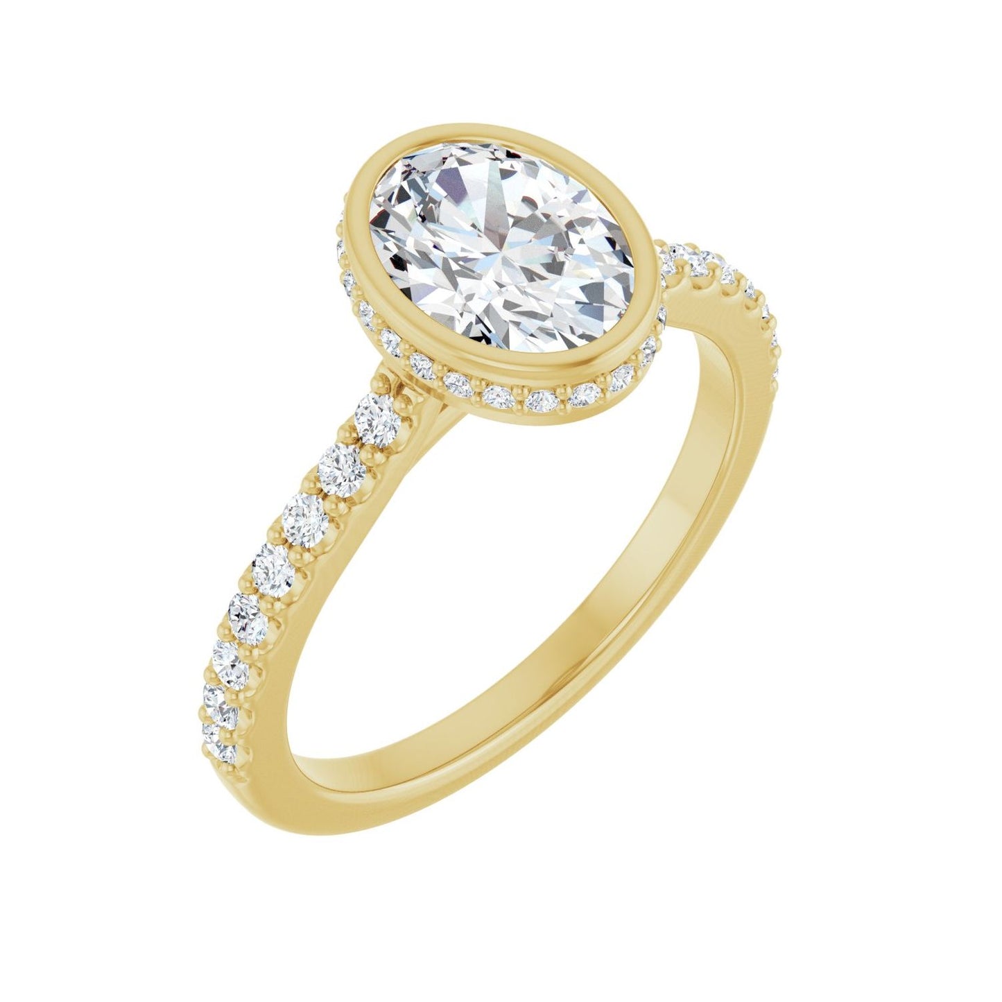 Oval Hidden Halo-Style Engagement Ring | Metal Type=14K Yellow Gold | Center Stone Size=1.5 CT | Image 1
