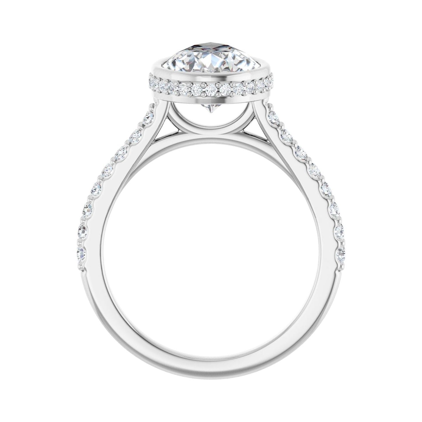 Pear Hidden Halo-Style Engagement Ring | Metal Type=14K White Gold | Center Stone Size=3 CT | Image 2