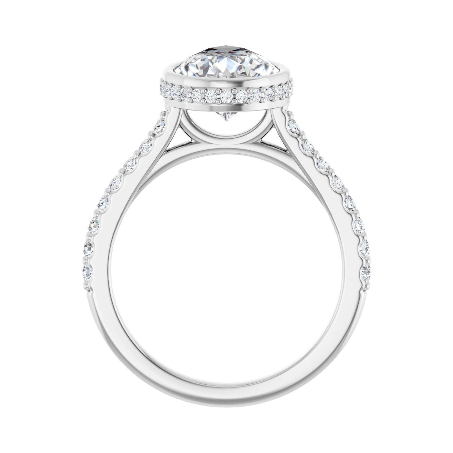Pear Hidden Halo-Style Engagement Ring | Metal Type=14K White Gold | Center Stone Size=3 CT | Image 2