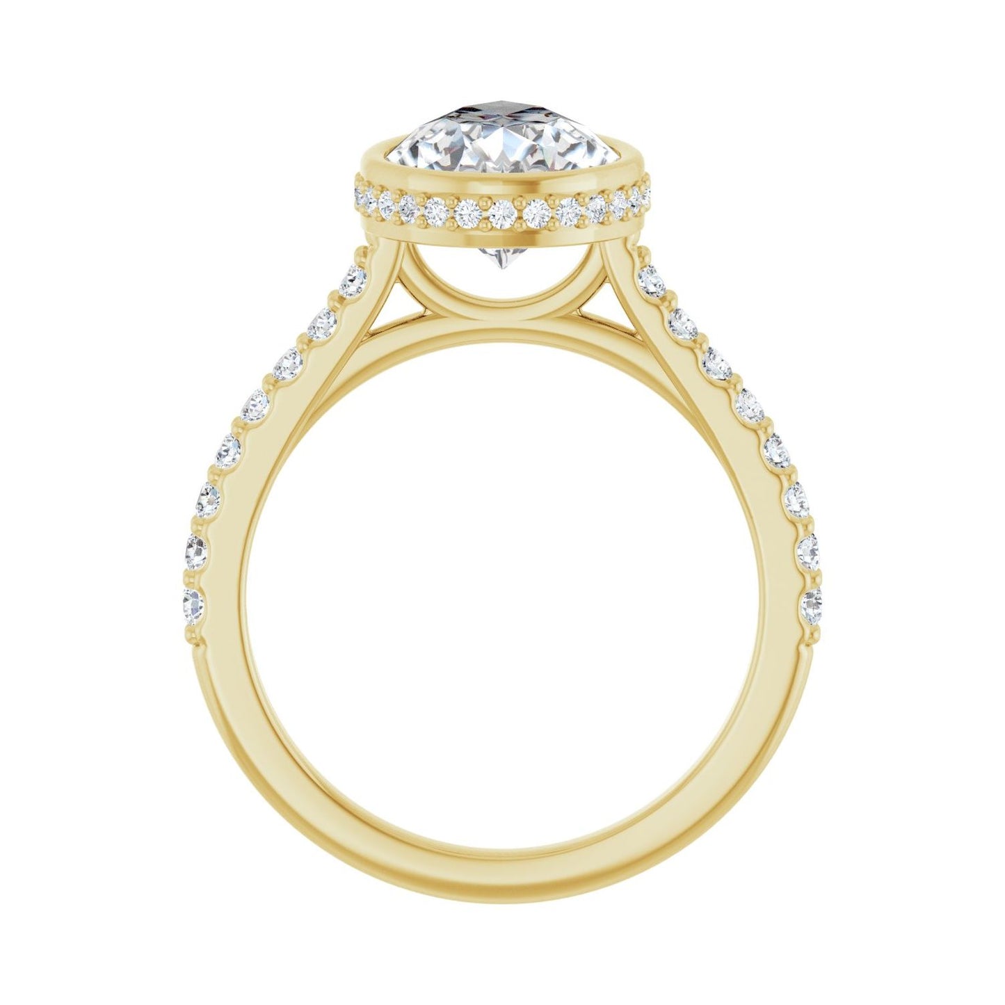 Pear Hidden Halo-Style Engagement Ring | Metal Type=14K Yellow Gold | Center Stone Size=3 CT | Image 2