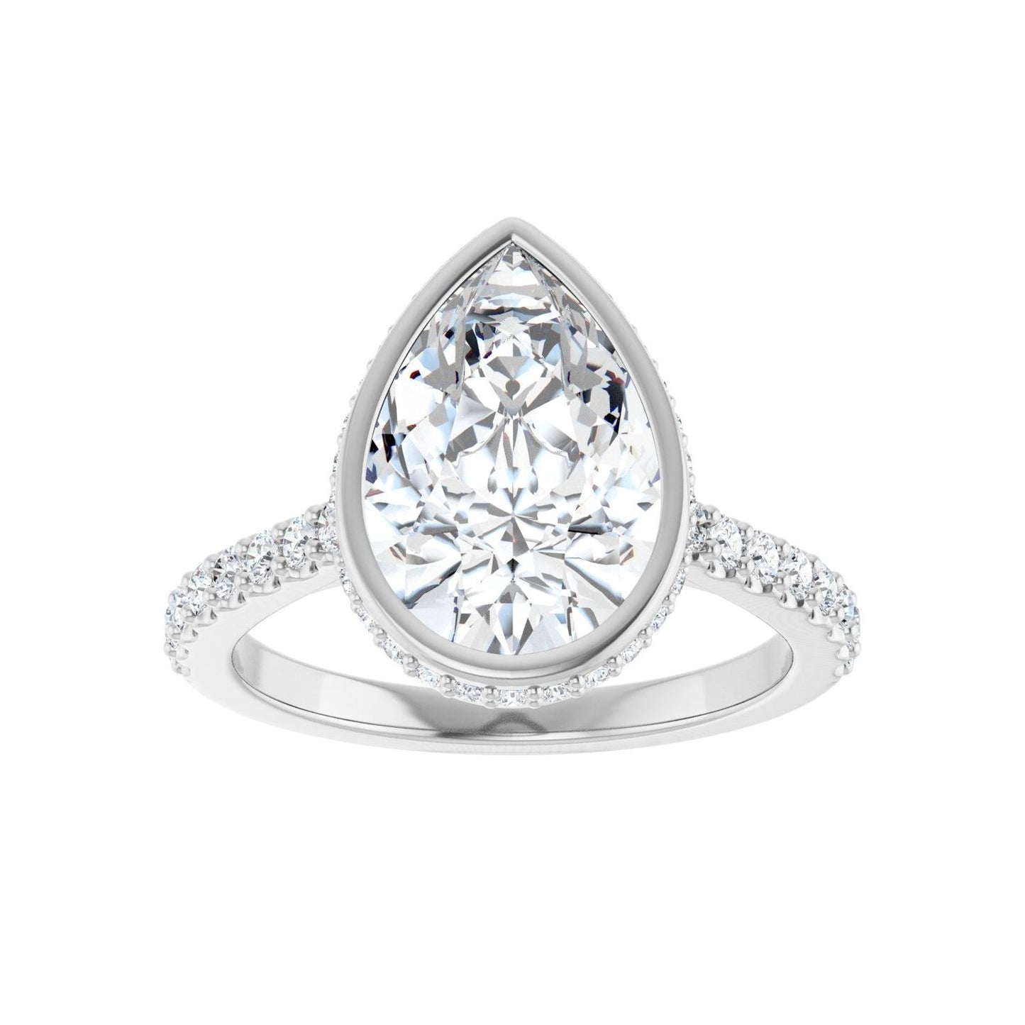 Pear Hidden Halo-Style Engagement Ring | Metal Type=14K White Gold | Center Stone Size=3 CT | Image 3