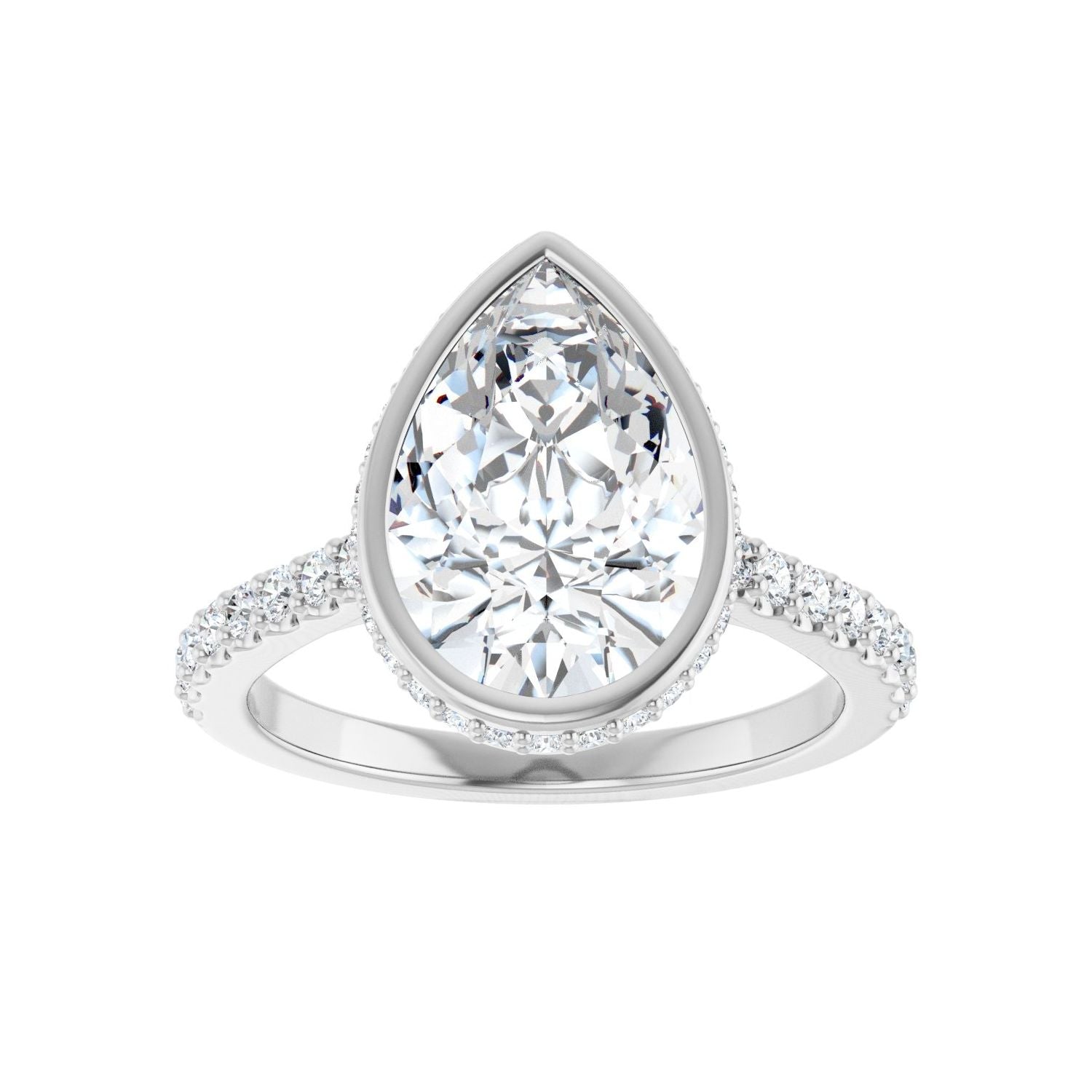 Pear Hidden Halo-Style Engagement Ring | Metal Type=14K White Gold | Center Stone Size=3 CT | Image 3