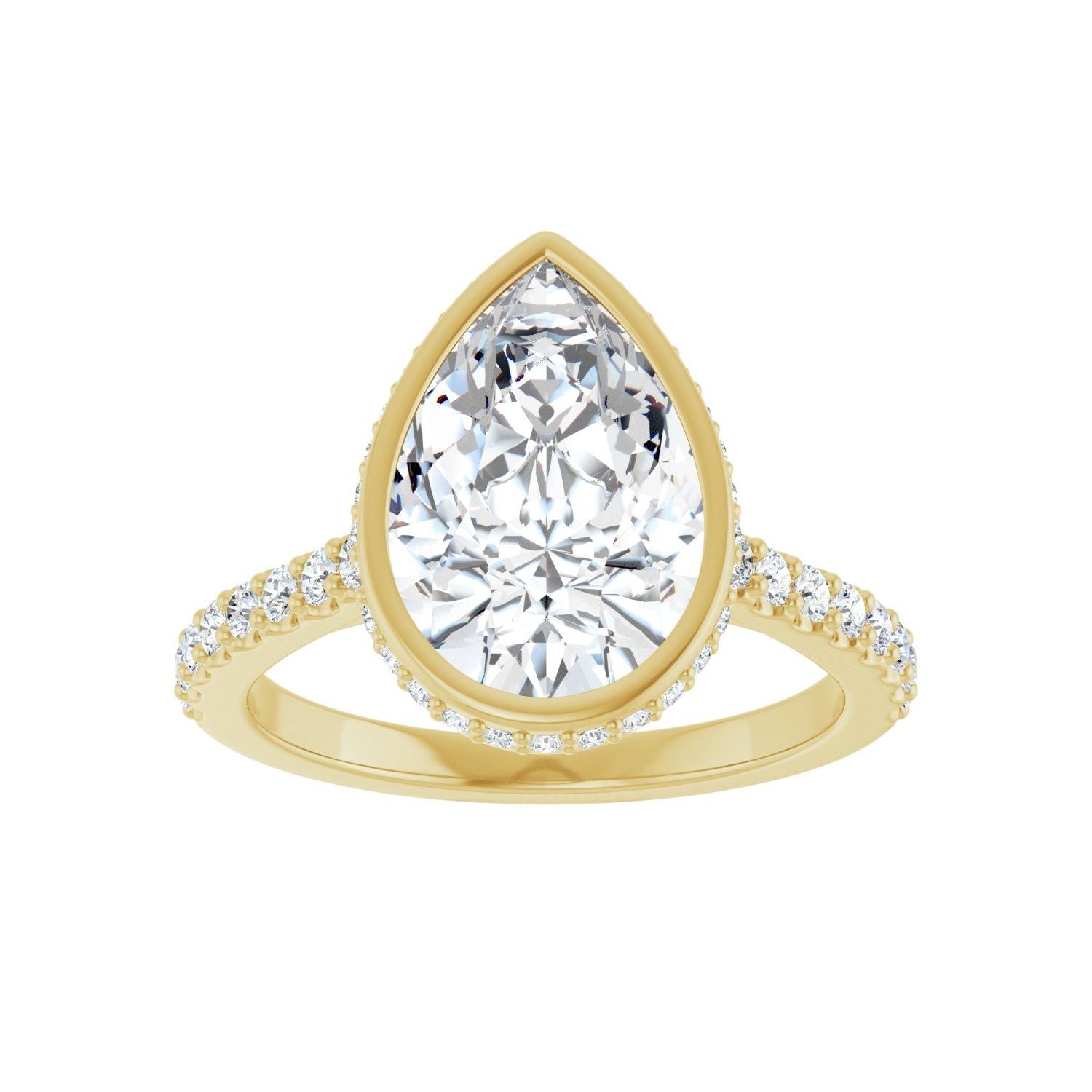 Pear Hidden Halo-Style Engagement Ring | Metal Type=14K Yellow Gold | Center Stone Size=3 CT | Image 3