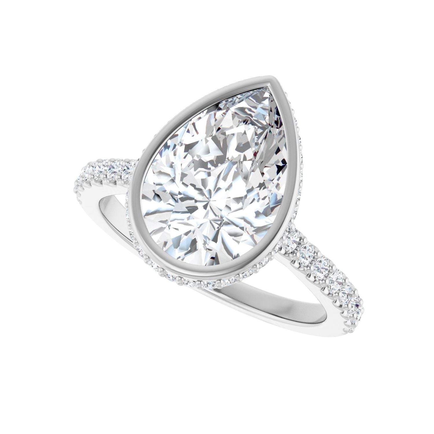 Pear Hidden Halo-Style Engagement Ring | Metal Type=14K White Gold | Center Stone Size=3 CT | Image 5