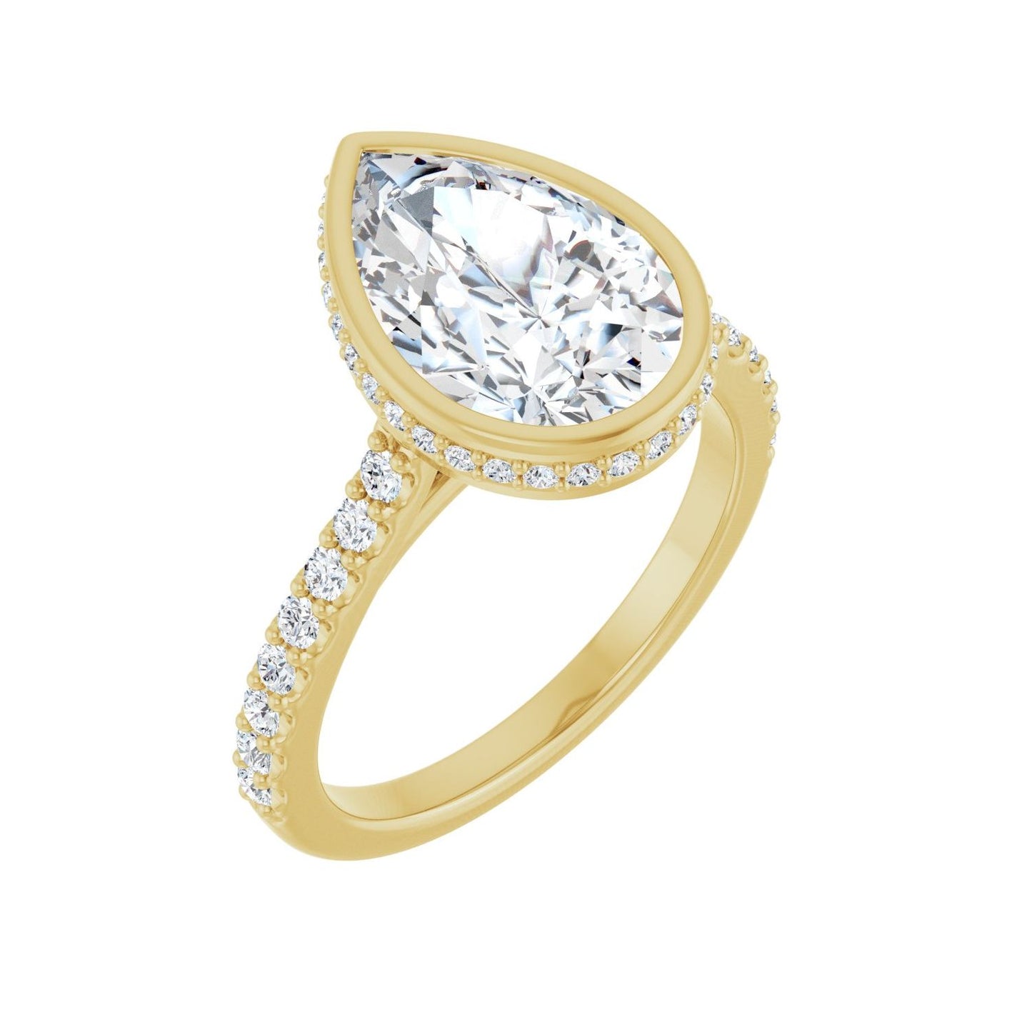 Pear Hidden Halo-Style Engagement Ring | Metal Type=14K Yellow Gold | Center Stone Size=3 CT | Image 1