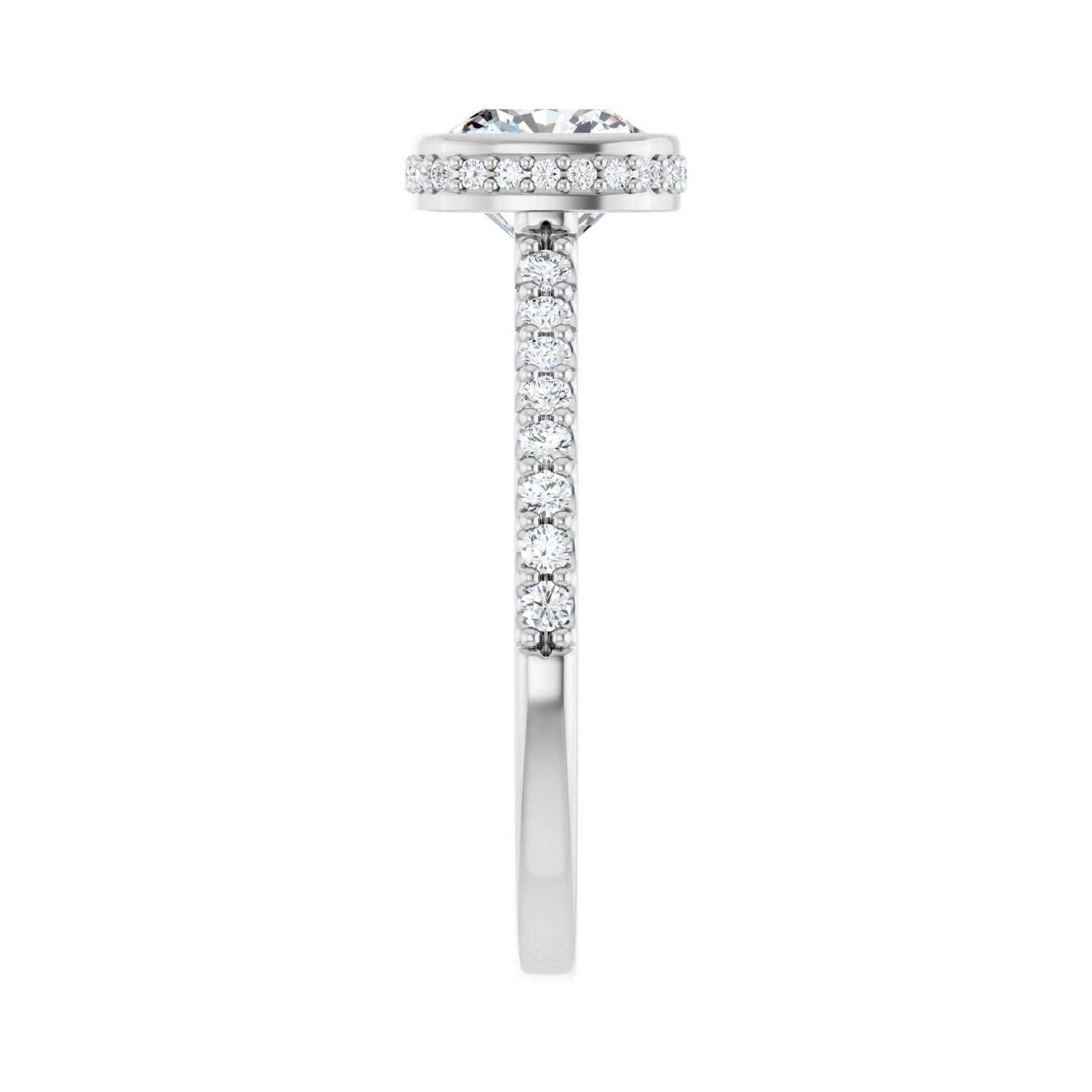 Cushion Hidden Halo-Style Engagement Ring | Metal Type=14K White Gold | Center Stone Size=1.5 CT | Image 4