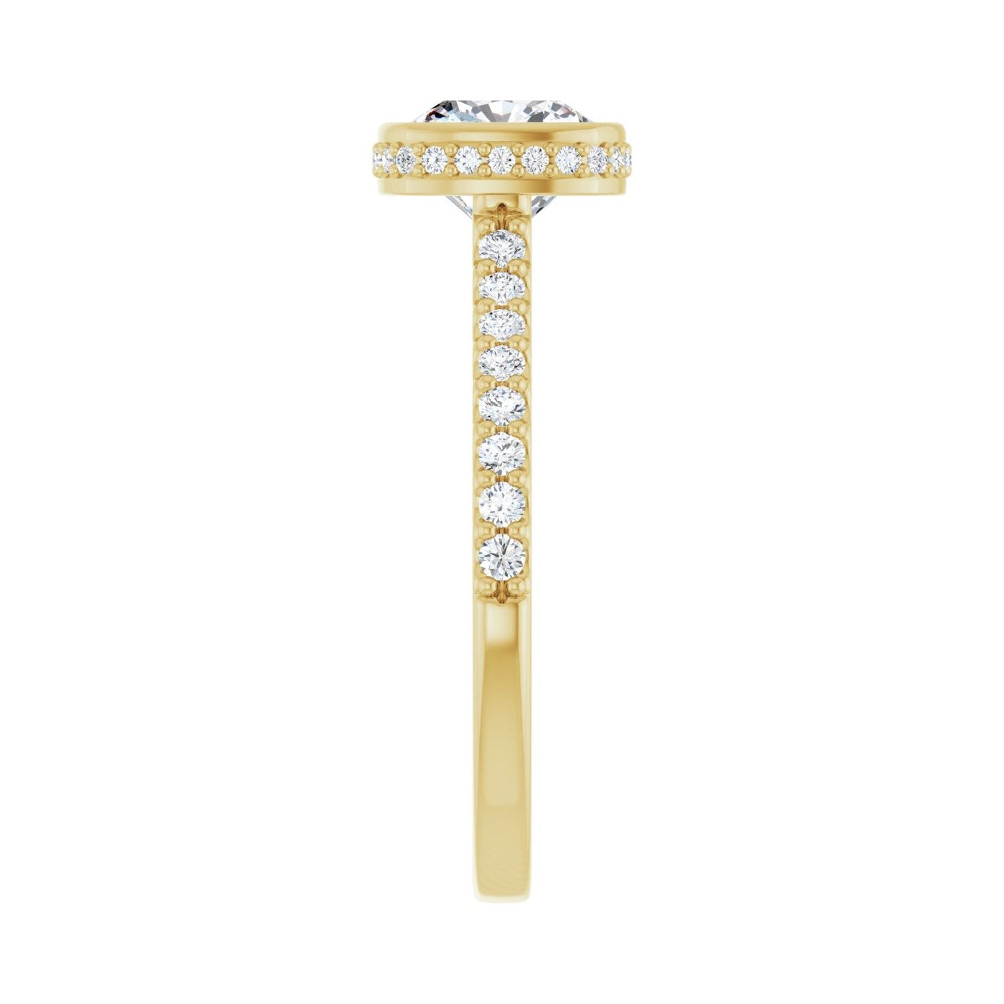 Cushion Hidden Halo-Style Engagement Ring | Metal Type=14K Yellow Gold | Center Stone Size=1.5 CT | Image 4