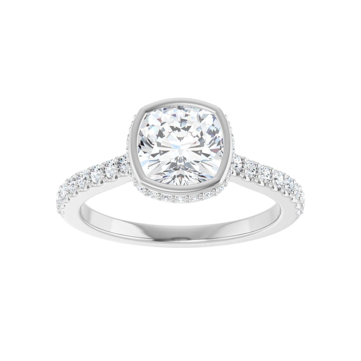Cushion Hidden Halo-Style Engagement Ring | Metal Type=14K White Gold | Center Stone Size=1.5 CT | Image 3