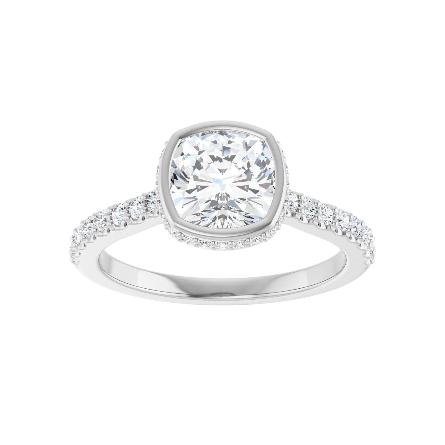 Cushion Hidden Halo-Style Engagement Ring | Metal Type=14K White Gold | Center Stone Size=1.5 CT | Image 3
