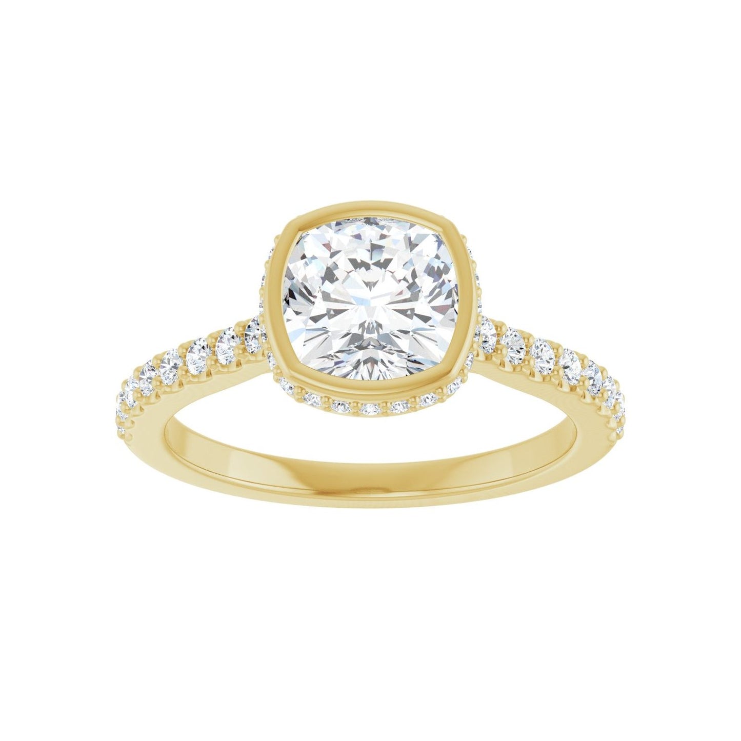 Cushion Hidden Halo-Style Engagement Ring | Metal Type=14K Yellow Gold | Center Stone Size=1.5 CT | Image 3