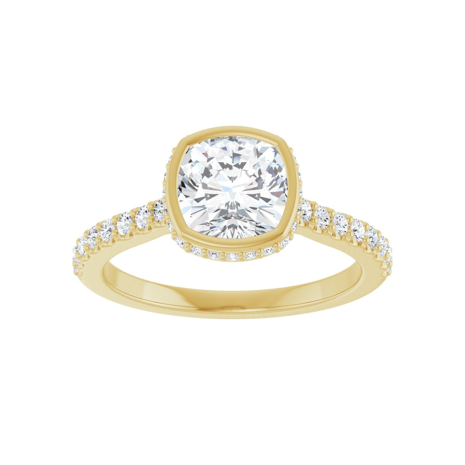 Cushion Hidden Halo-Style Engagement Ring | Metal Type=14K Yellow Gold | Center Stone Size=1.5 CT | Image 3