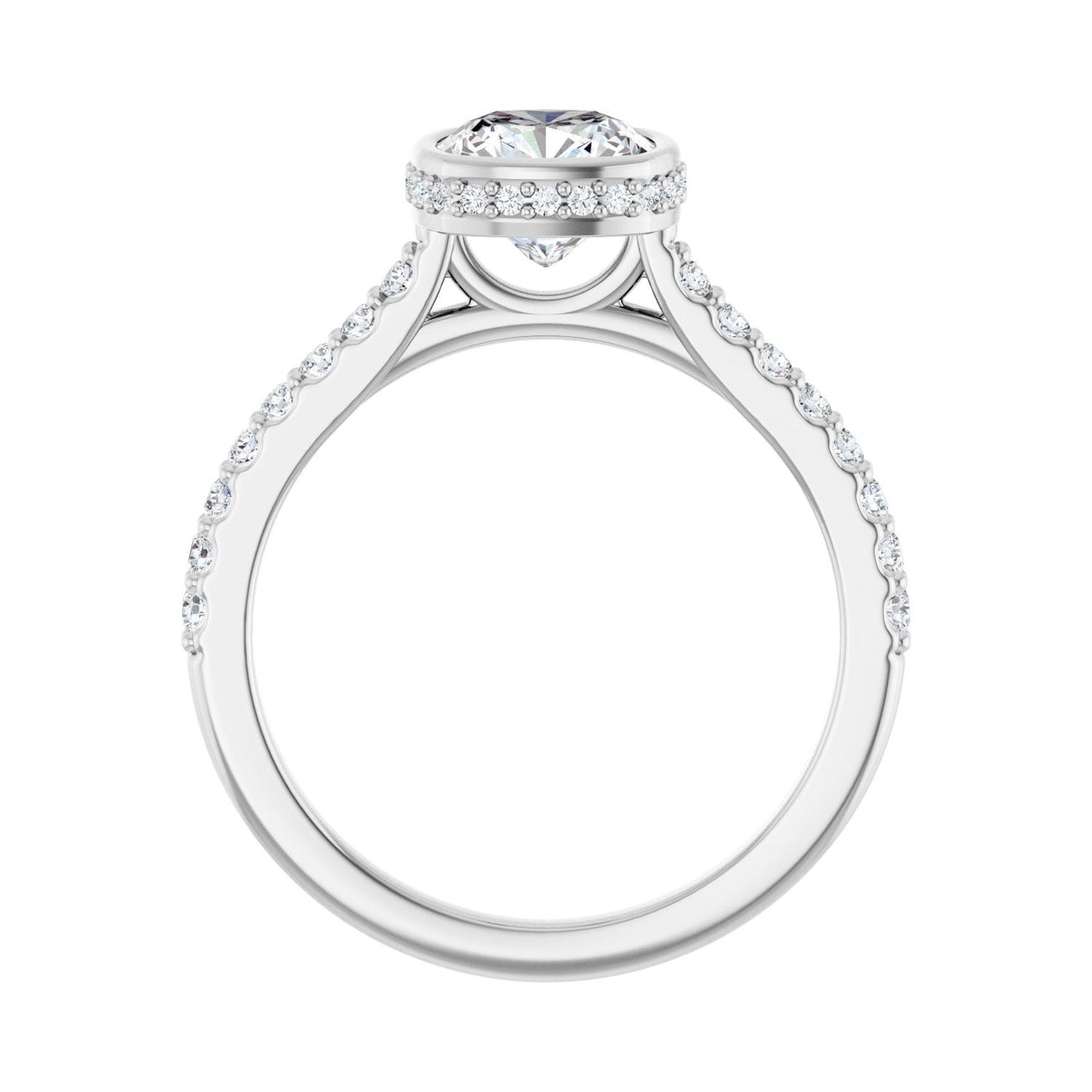 Cushion Hidden Halo-Style Engagement Ring | Metal Type=14K White Gold | Center Stone Size=1.5 CT | Image 2