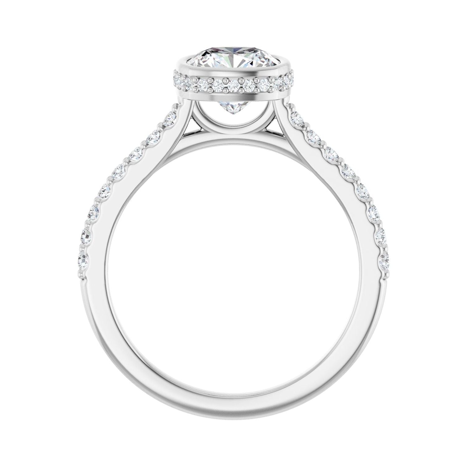 Cushion Hidden Halo-Style Engagement Ring | Metal Type=14K White Gold | Center Stone Size=1.5 CT | Image 2