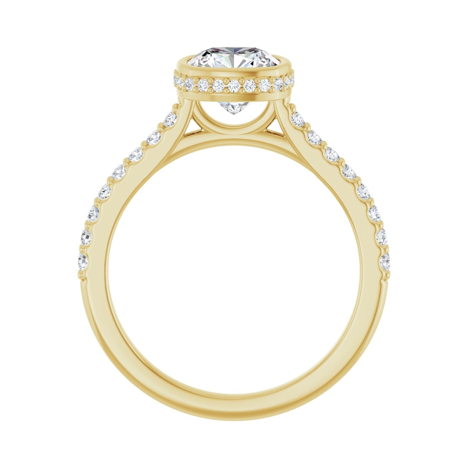 Cushion Hidden Halo-Style Engagement Ring | Metal Type=14K Yellow Gold | Center Stone Size=1.5 CT | Image 2