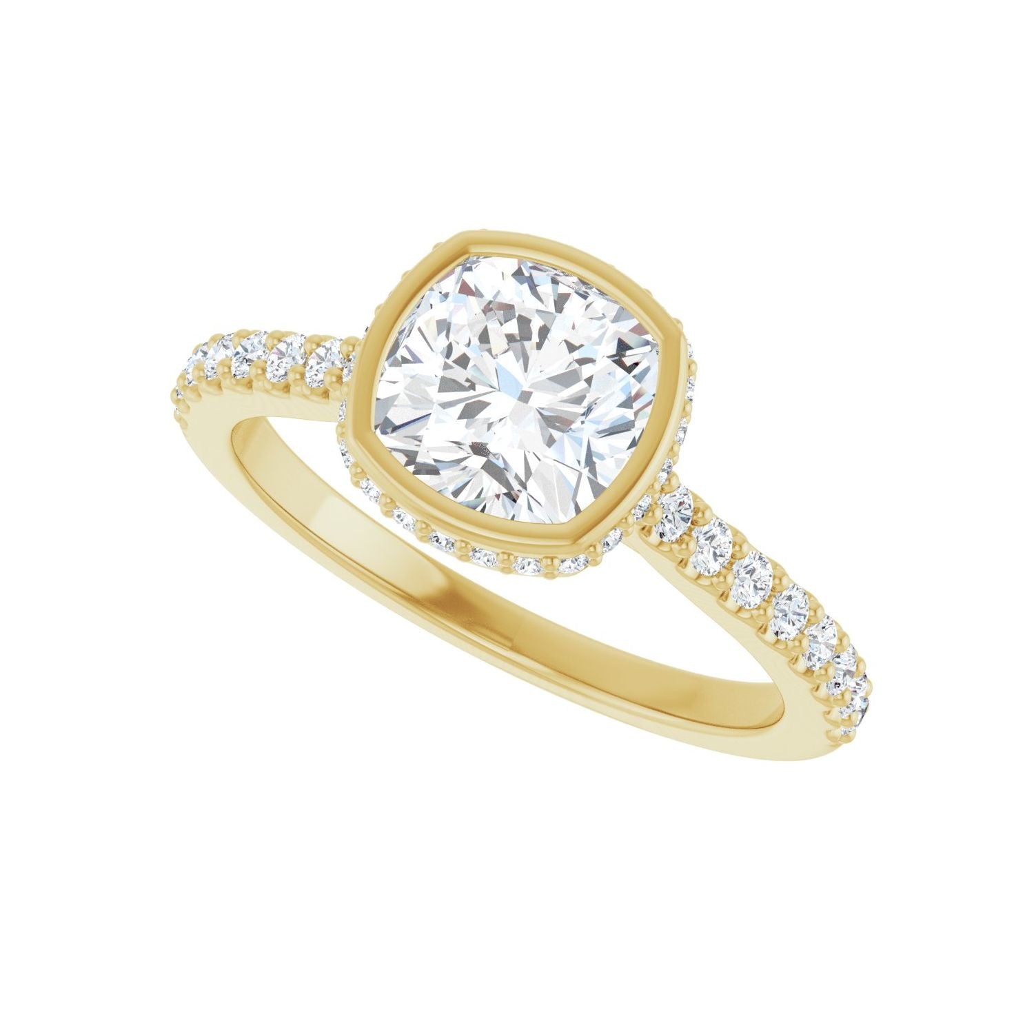 Cushion Hidden Halo-Style Engagement Ring | Metal Type=14K Yellow Gold | Center Stone Size=1.5 CT | Image 5