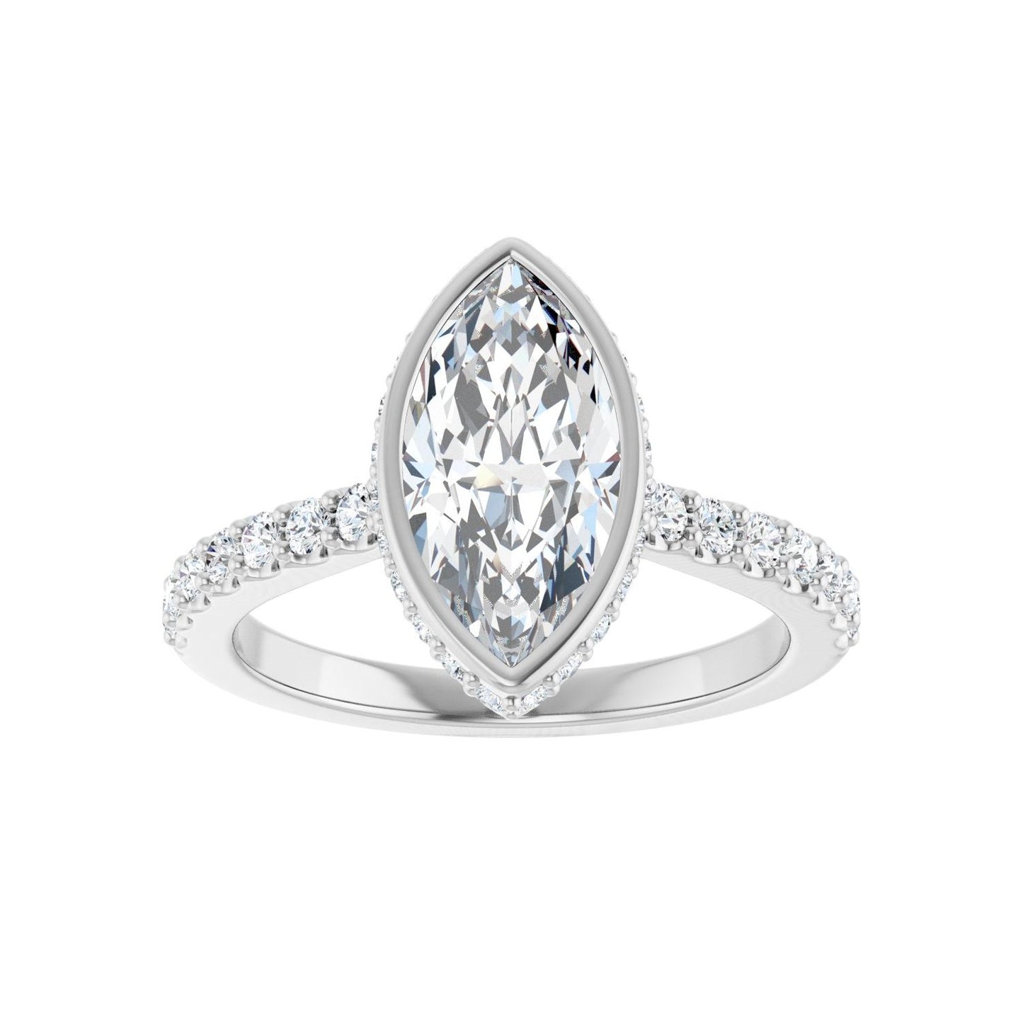 Marquise Hidden Halo-Style Engagement Ring | Metal Type=14K White Gold | Center Stone Size=1.5 CT | Image 3