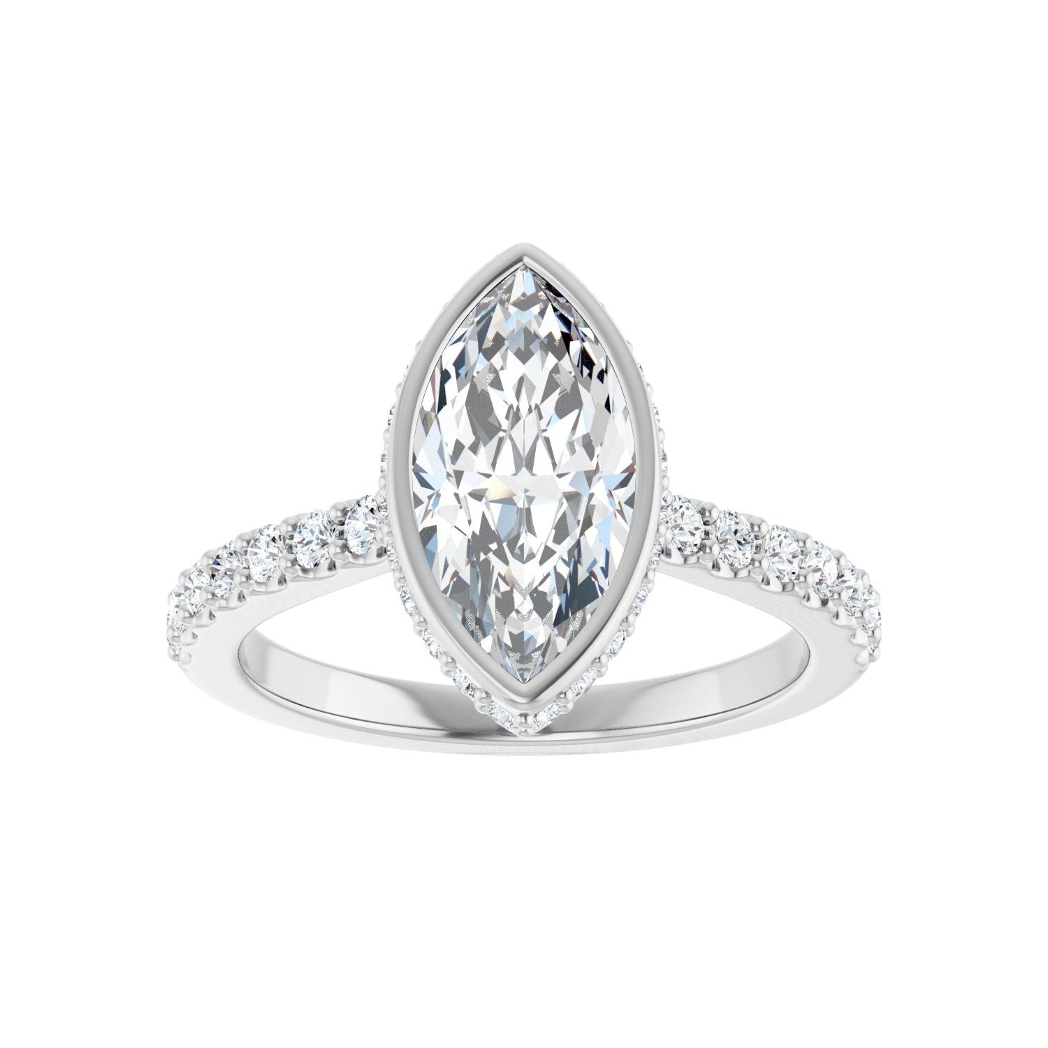 Marquise Hidden Halo-Style Engagement Ring | Metal Type=14K White Gold | Center Stone Size=1.5 CT | Image 3