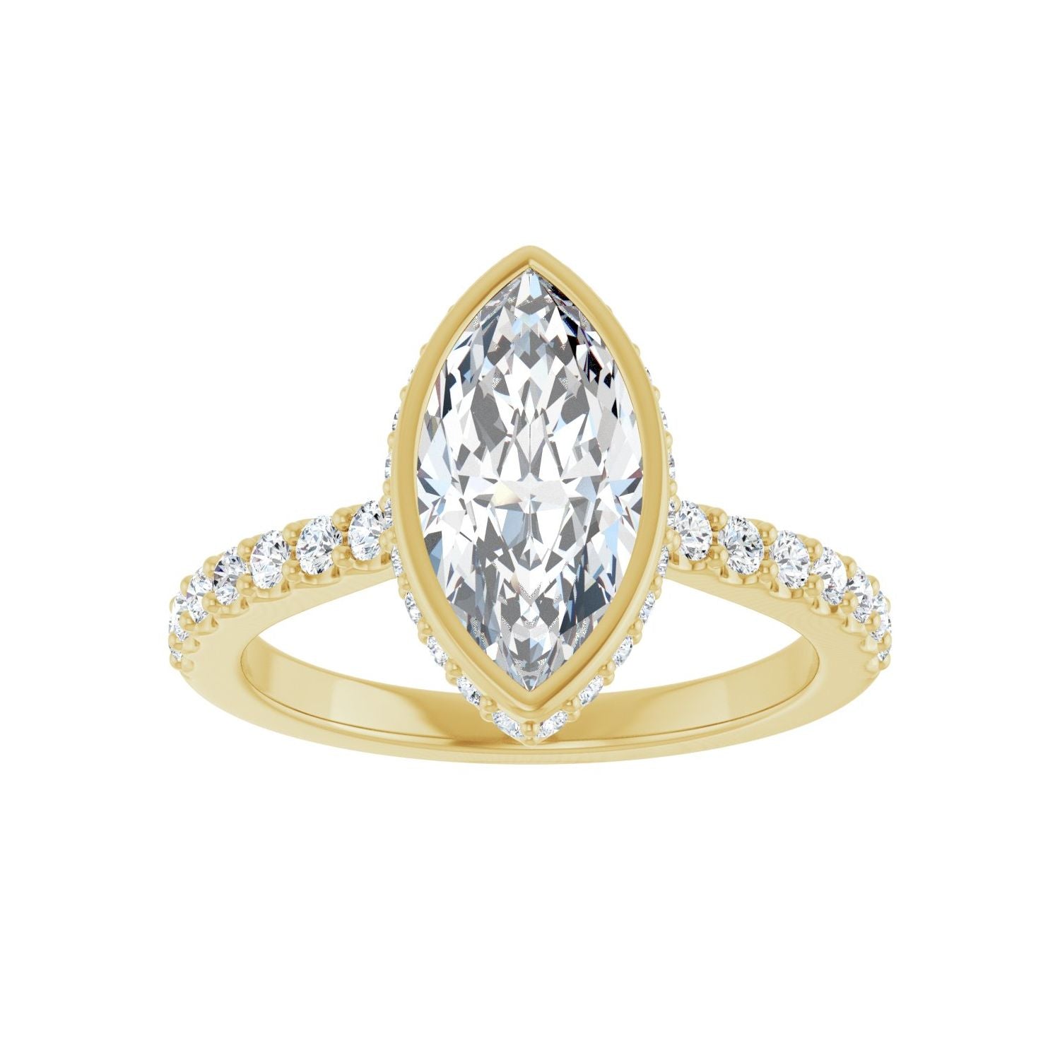 Marquise Hidden Halo-Style Engagement Ring | Metal Type=14K Yellow Gold | Center Stone Size=1.5 CT | Image 3