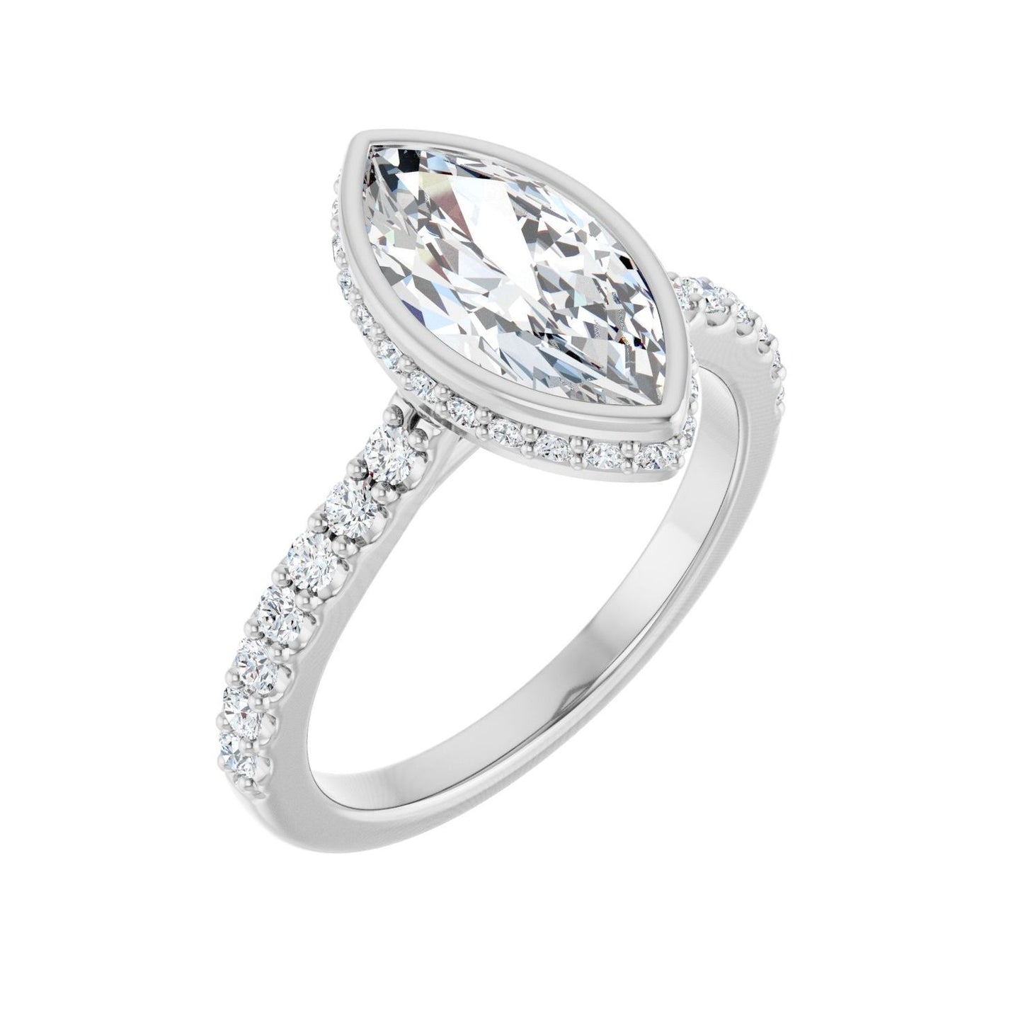 Marquise Hidden Halo-Style Engagement Ring | Metal Type=14K White Gold | Center Stone Size=1.5 CT | Image 1