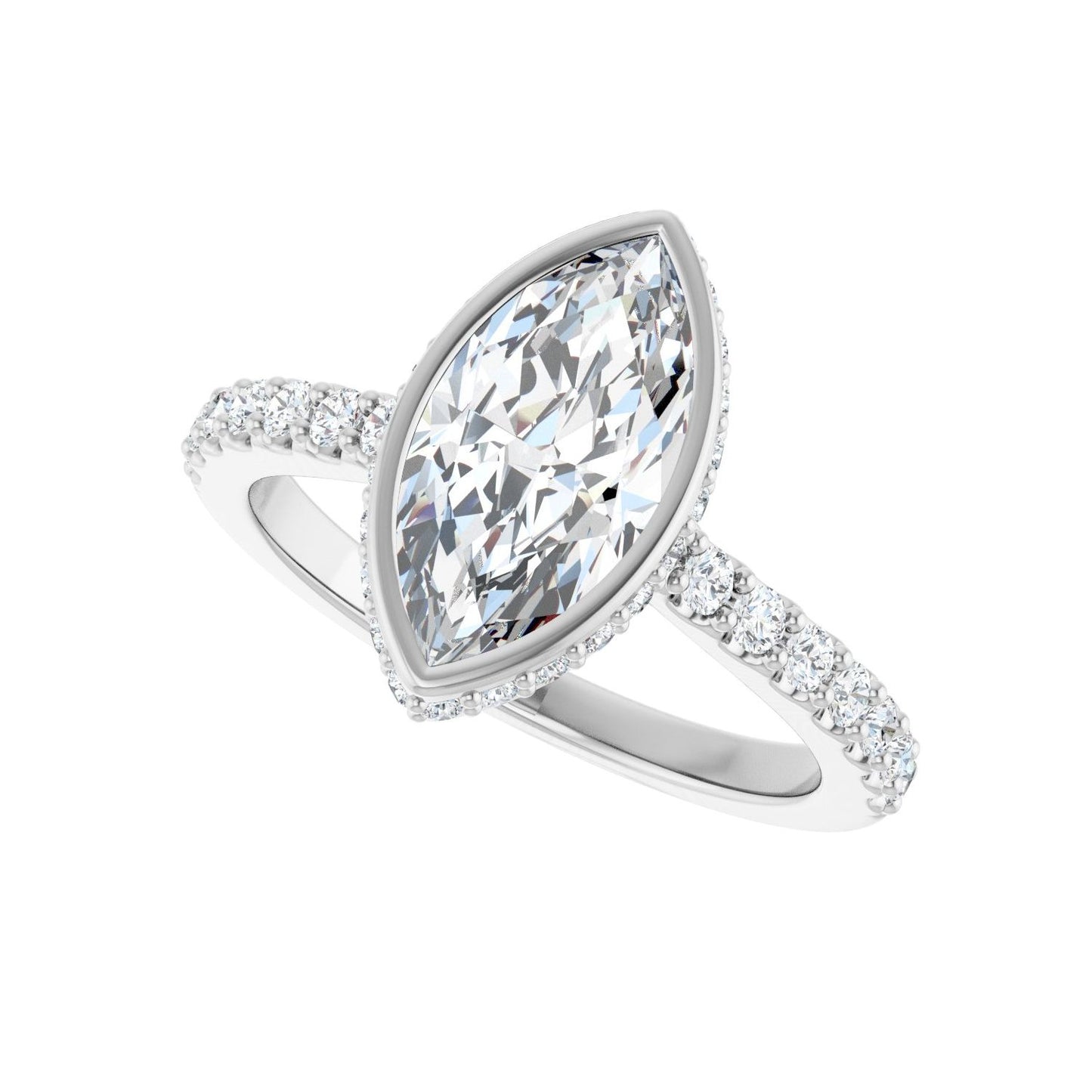 Marquise Hidden Halo-Style Engagement Ring | Metal Type=14K White Gold | Center Stone Size=1.5 CT | Image 5