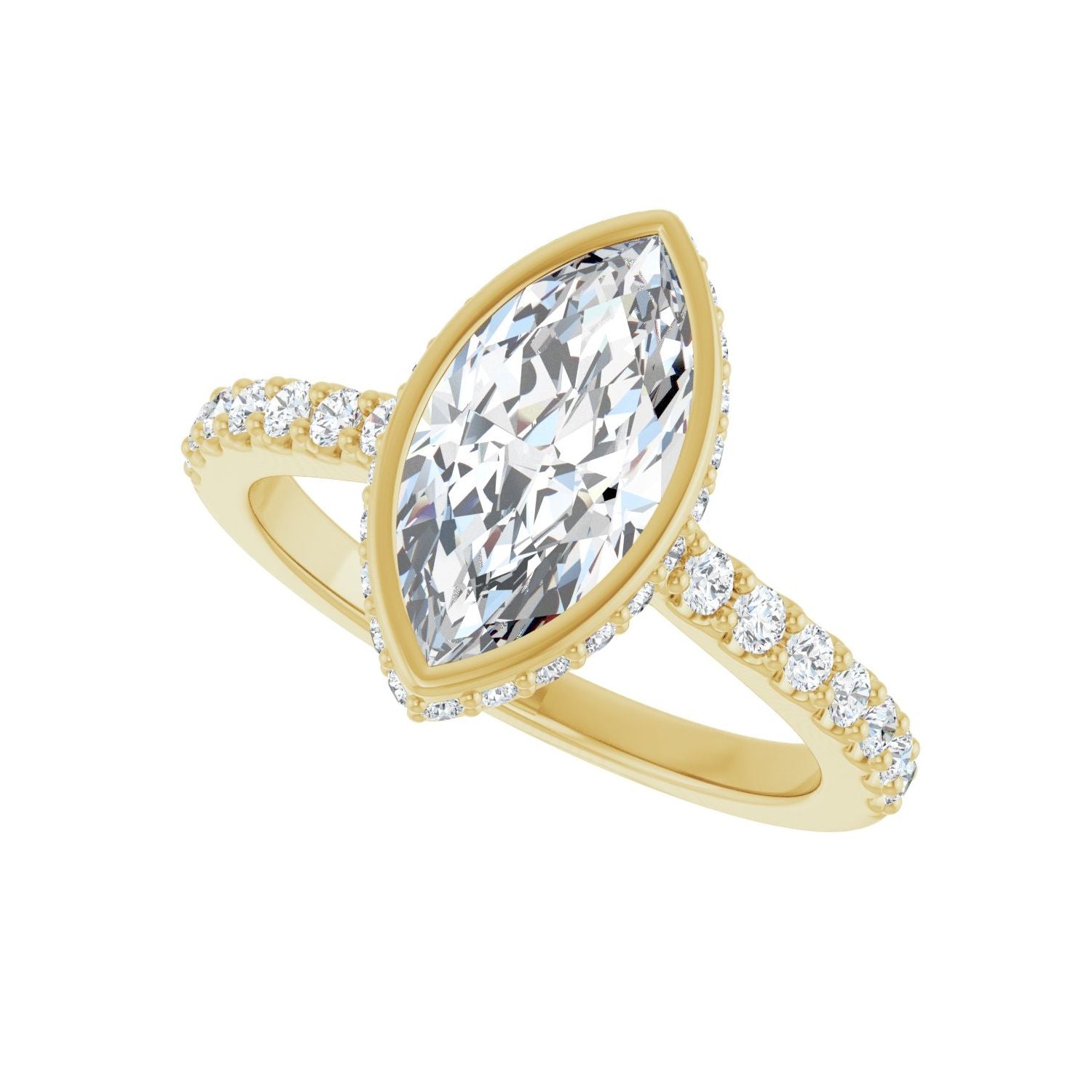 Marquise Hidden Halo-Style Engagement Ring | Metal Type=14K Yellow Gold | Center Stone Size=1.5 CT | Image 5