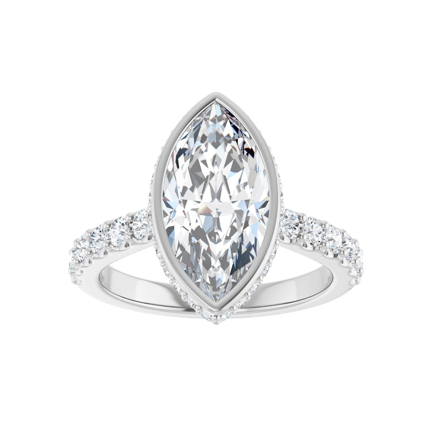 Marquise Hidden Halo-Style Engagement Ring | Metal Type=14K White Gold | Center Stone Size=2.5 CT | Image 3