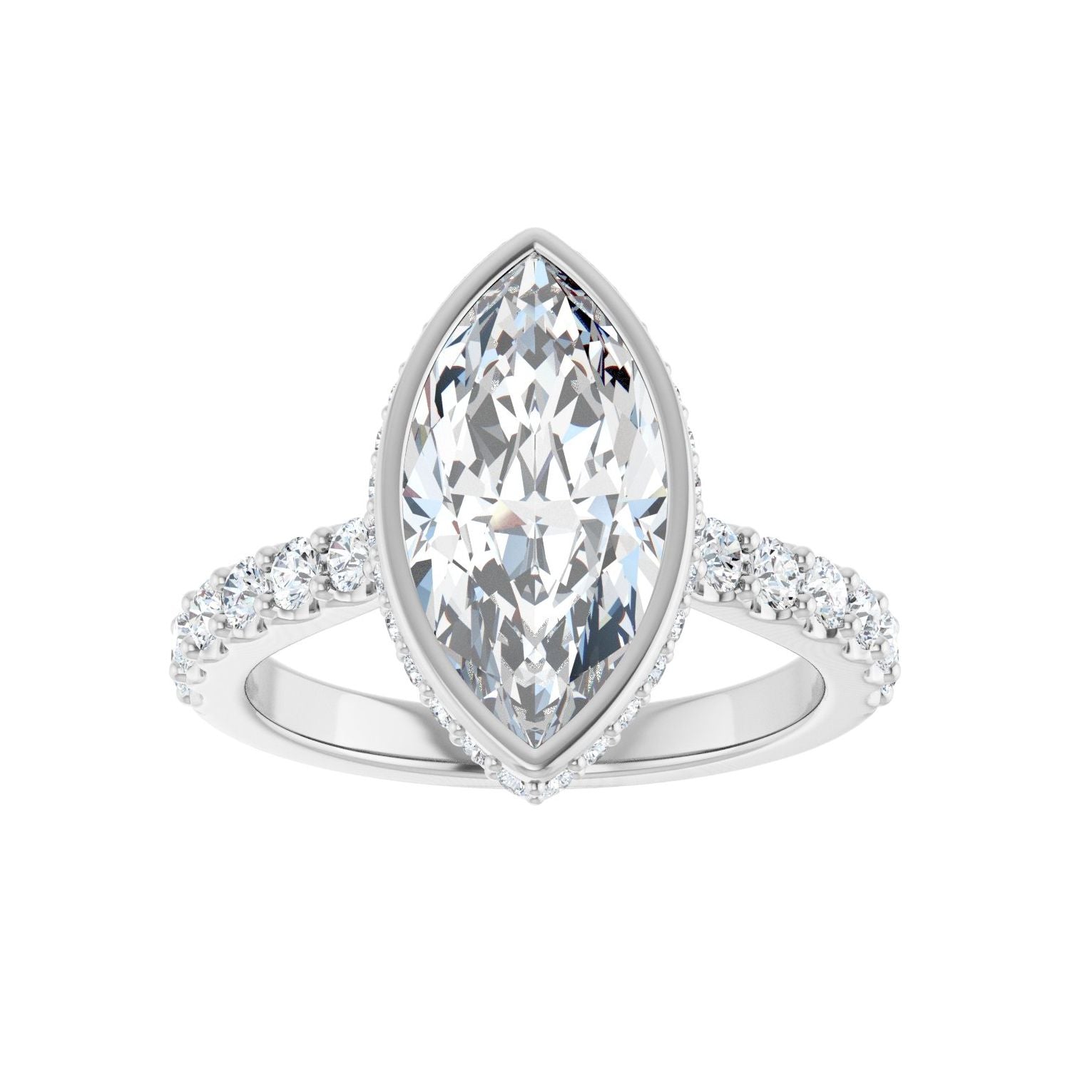 Marquise Hidden Halo-Style Engagement Ring | Metal Type=14K White Gold | Center Stone Size=2.5 CT | Image 3
