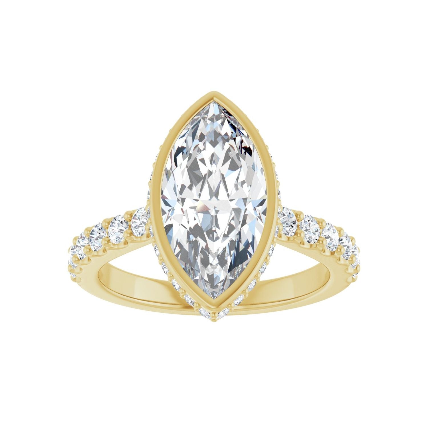 Marquise Hidden Halo-Style Engagement Ring | Metal Type=14K Yellow Gold | Center Stone Size=2.5 CT | Image 3
