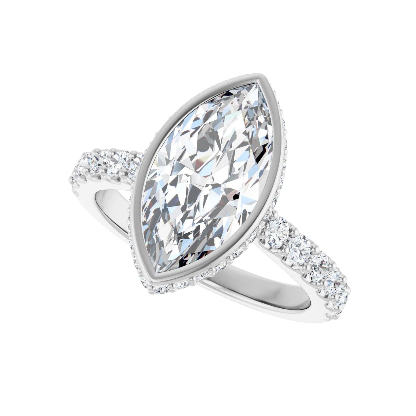 Marquise Hidden Halo-Style Engagement Ring | Metal Type=14K White Gold | Center Stone Size=2.5 CT | Image 5